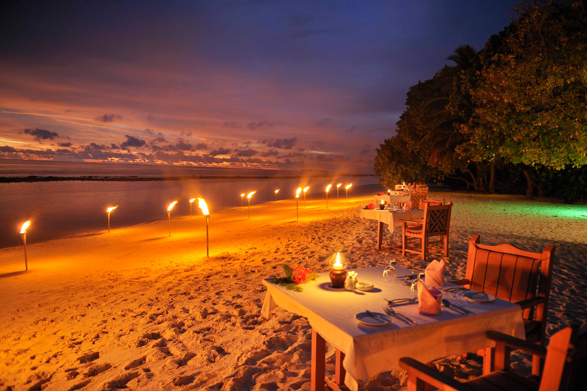 Dining on the beach, Night in the Maldives, Exquisite experience, Romantic ambiance, 1920x1280 HD Desktop