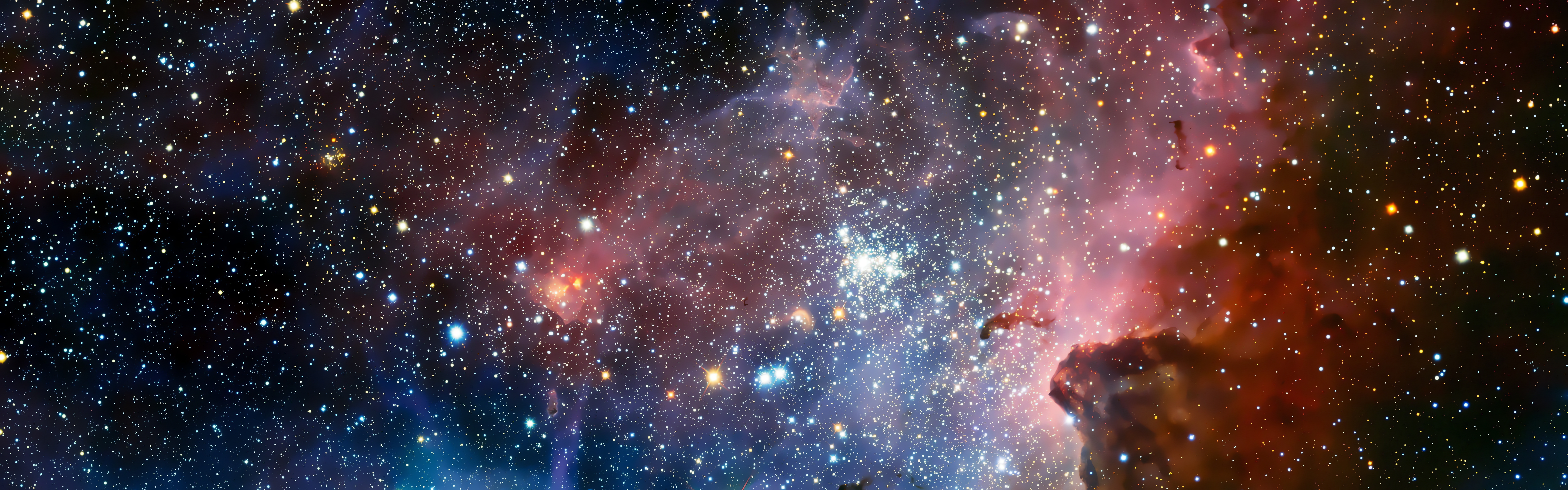 Hubble revelations, Galaxy enchantment, Stunning space art, Cosmic spectacle, 7680x2400 4K Desktop