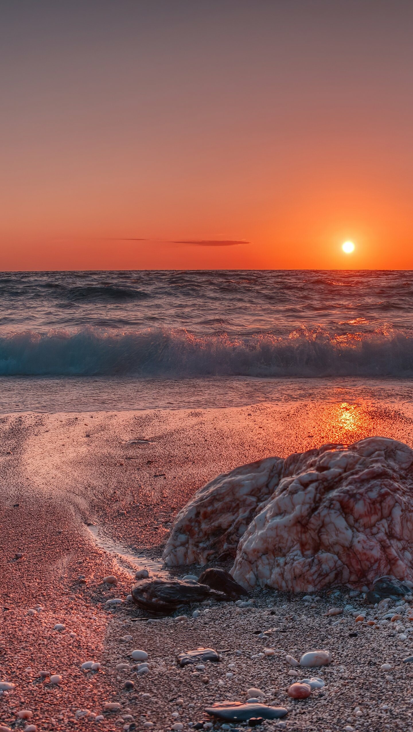 Dazzling beach sunset, Nature's grandeur, HD wallpapers, Serenity, 1440x2550 HD Phone