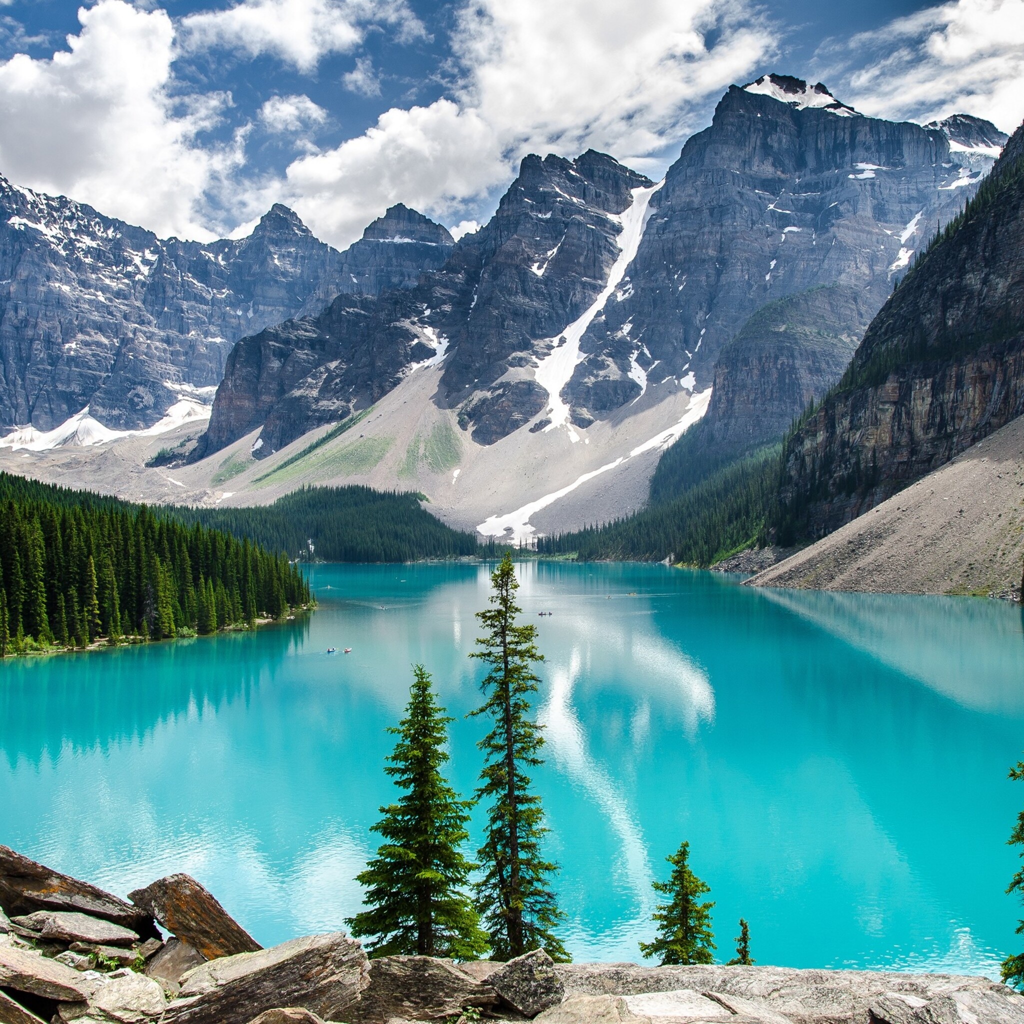 Moraine Lake, Travels, National park beauty, Picturesque setting, 2050x2050 HD Phone