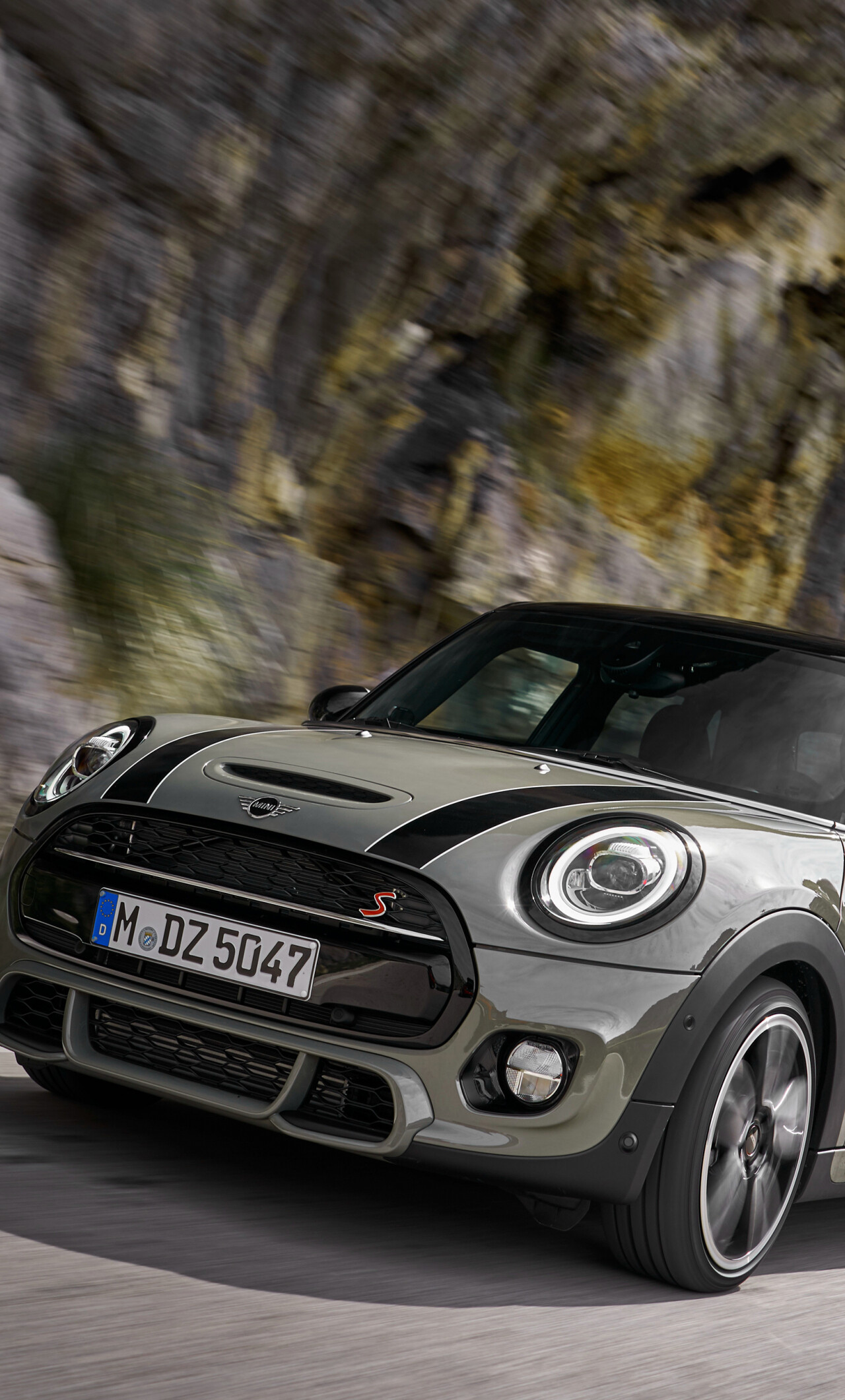 Compact MINI Cooper S, Grey car, iPhone background, 1280x2120 HD Phone