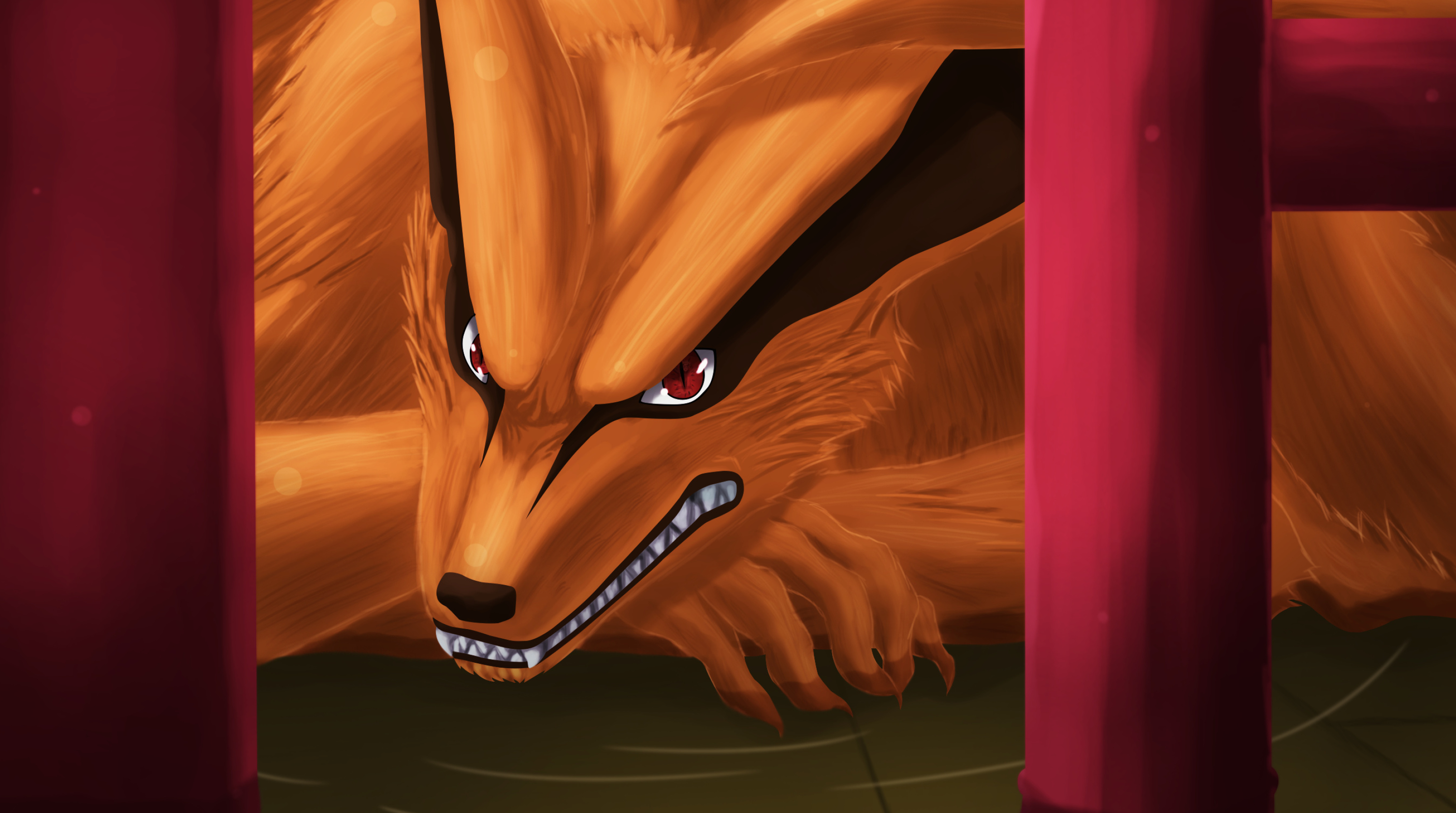 Kurama (Anime), Naruto's powerful ally, Majestic form, Collection of wallpapers, 3020x1690 HD Desktop