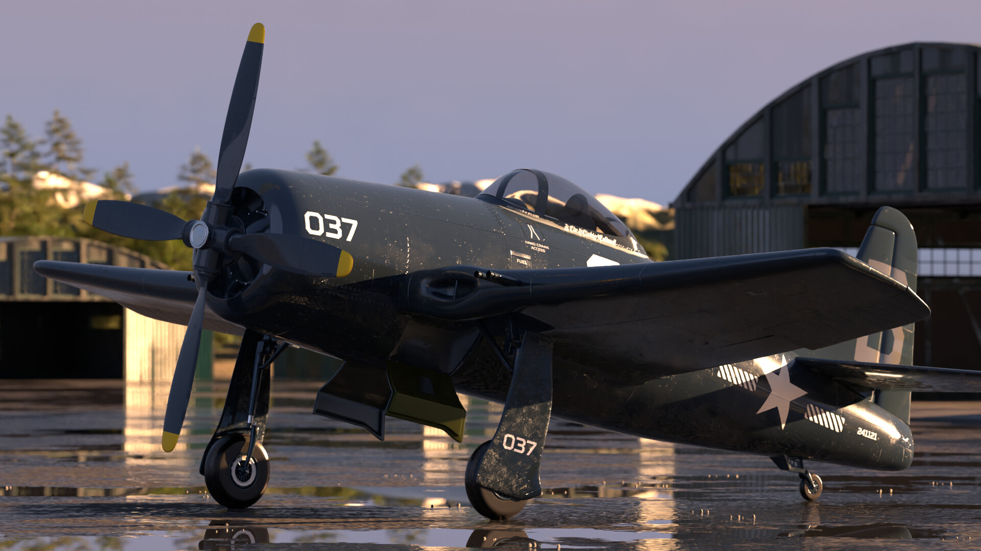 Grumman Bearcat, Artstation artwork, Aviation enthusiasts, Military aircraft, 1920x1080 Full HD Desktop