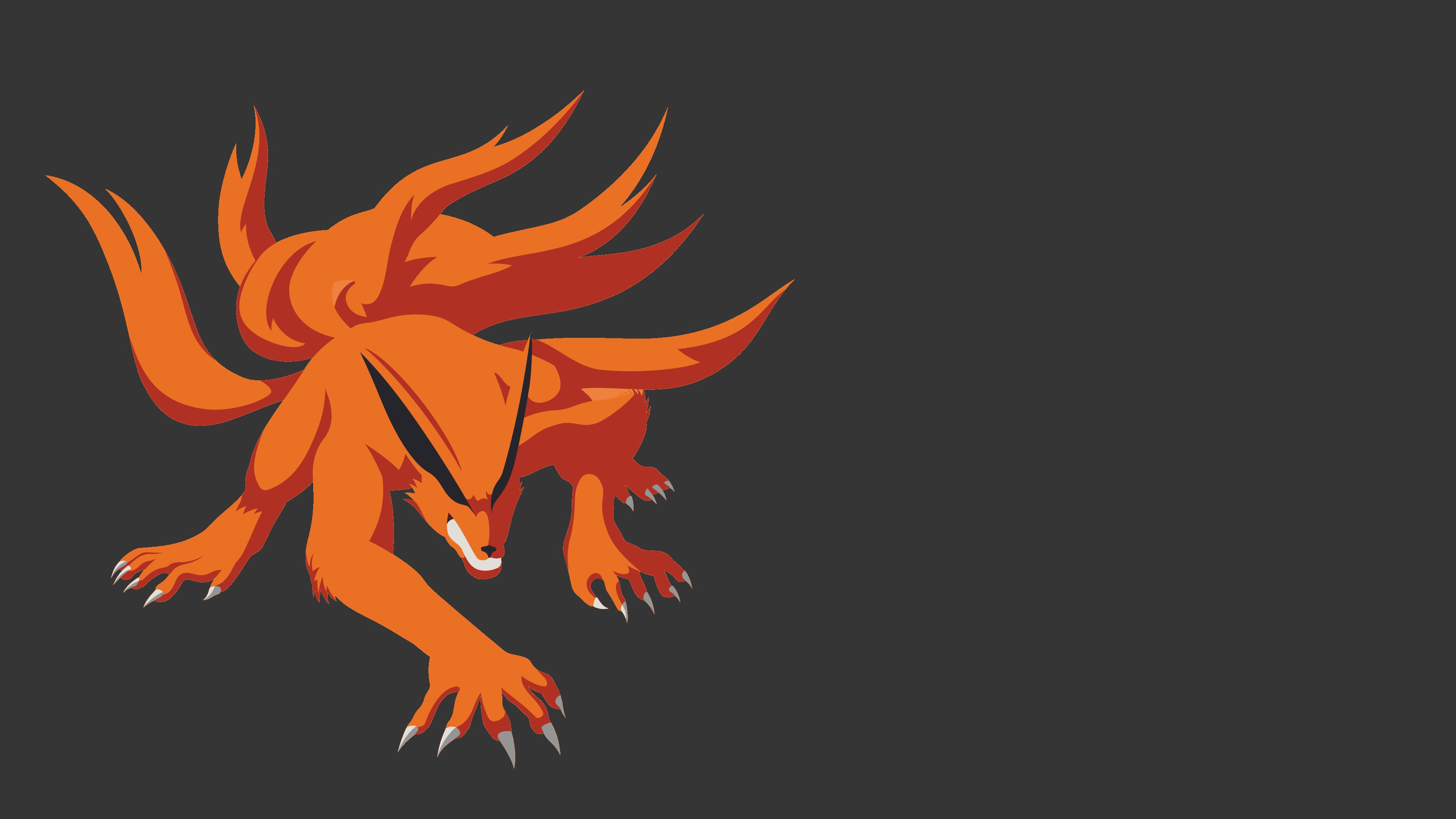 Kyuubi Nine Tails, Naruto beast mode, Fox spirit, Anime, 3840x2160 4K Desktop