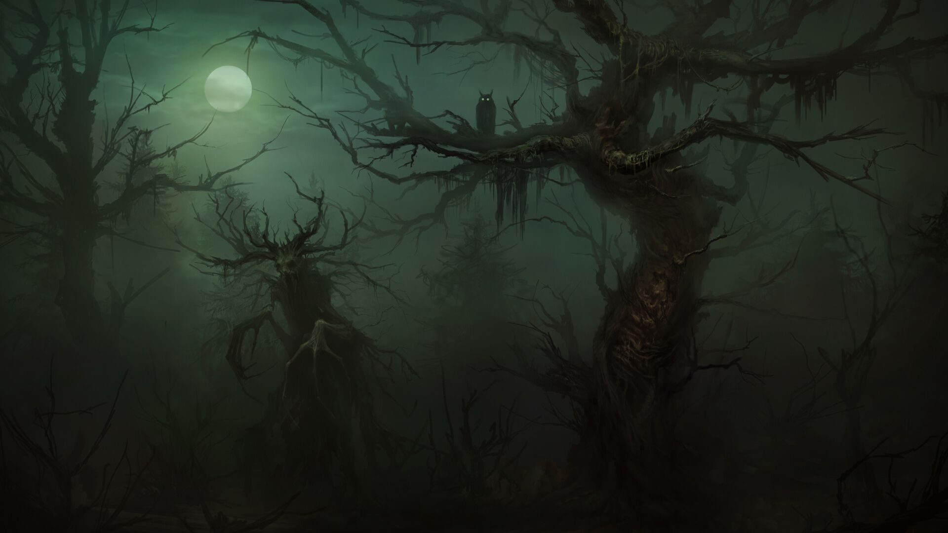 Spooky trees, Haunted Forest Wallpaper, 1920x1080 Full HD Desktop