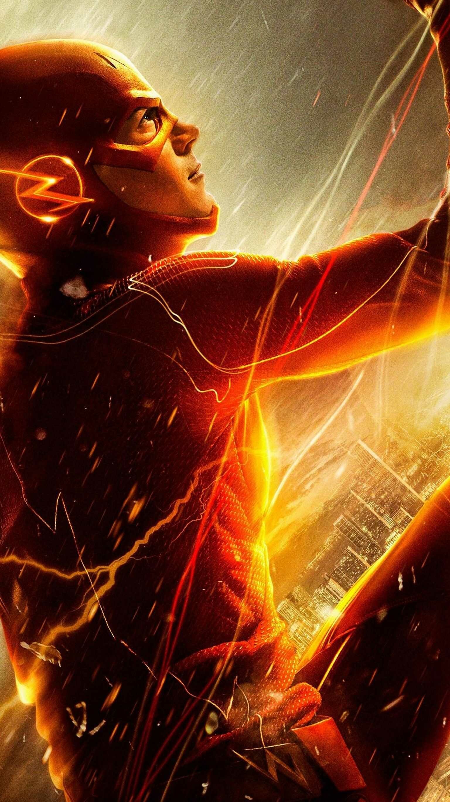 Flash wallpaper, Lightning speed, Superhero symbol, Red and yellow color scheme, 1540x2740 HD Phone