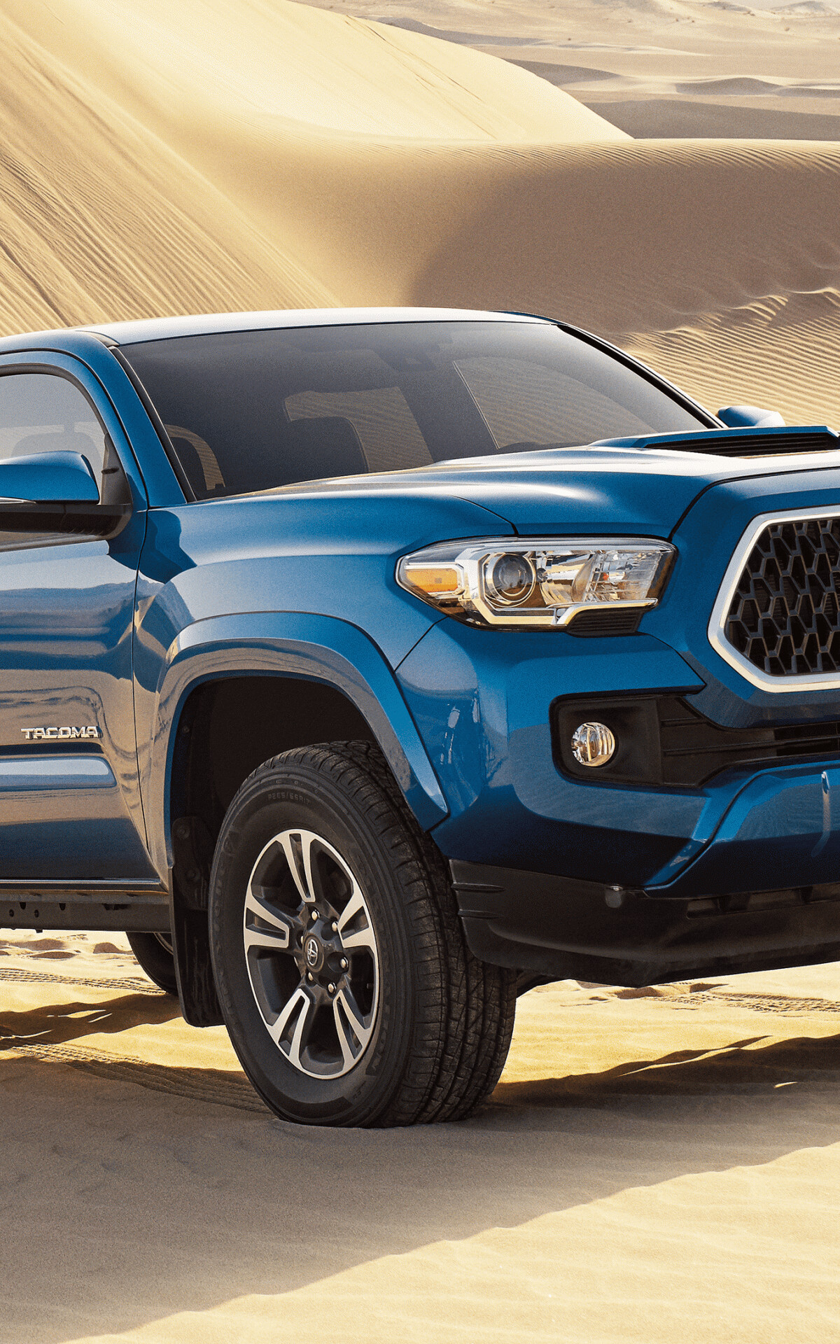 2019 Toyota Tacoma, Blue color, Sand, UHD Wallpaper, 1200x1920 HD Phone