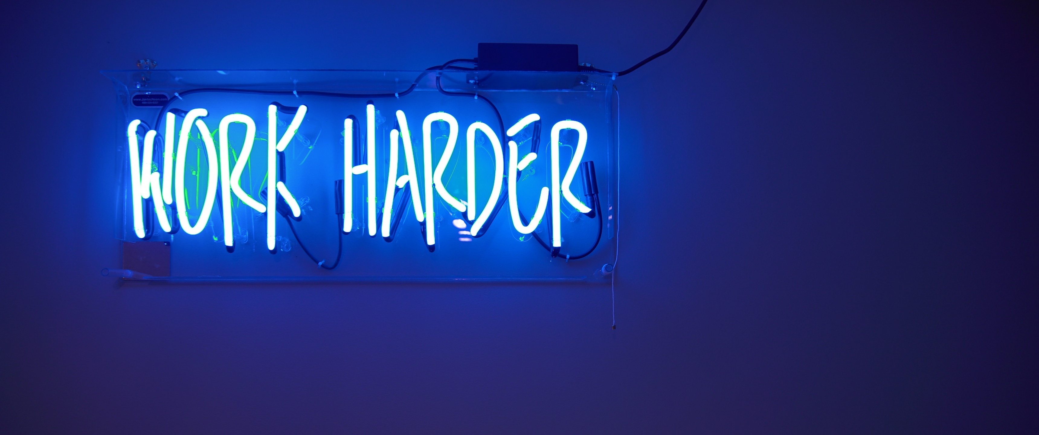 work harder, neon lights, productivity, motivation, positive mindset, 3440x1440 Dual Screen Desktop