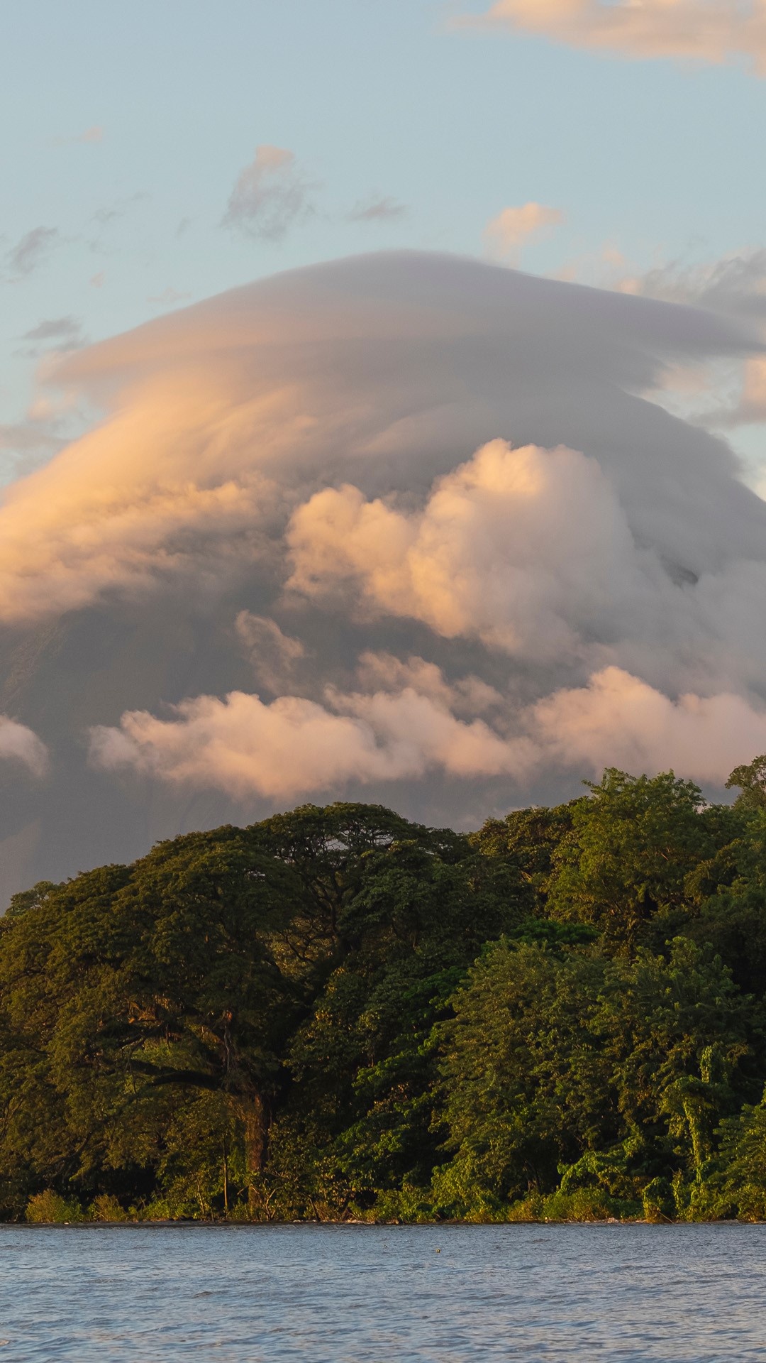 Volcano Concepcin, Ometepe Island, Lake Nicaragua, Lenticular clouds, 1080x1920 Full HD Phone