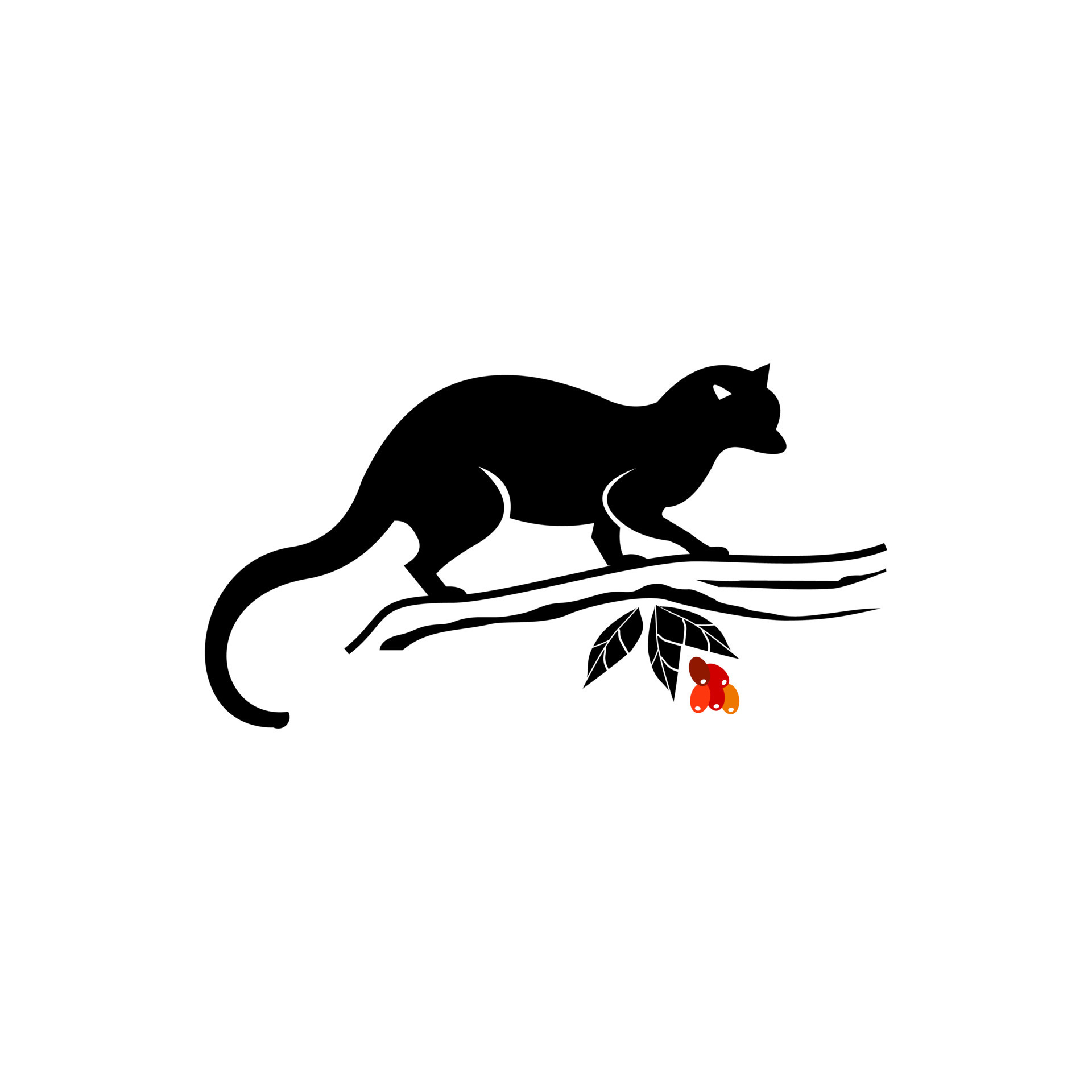 Asian palm civet, Silhouette vector, 1920x1920 HD Phone