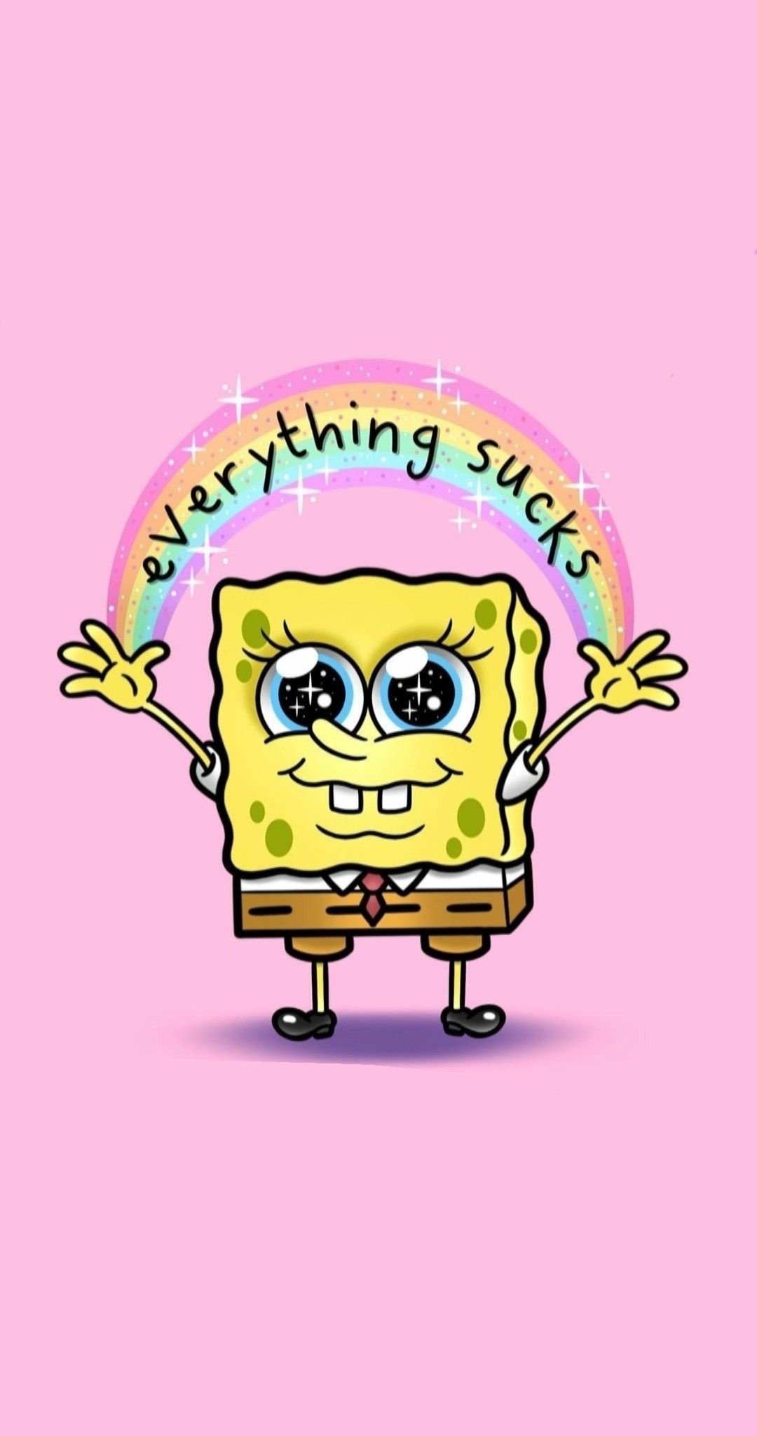 Spongebob theme, pink variant, quirky charm, fun elements, unique take, 1080x2050 HD Phone