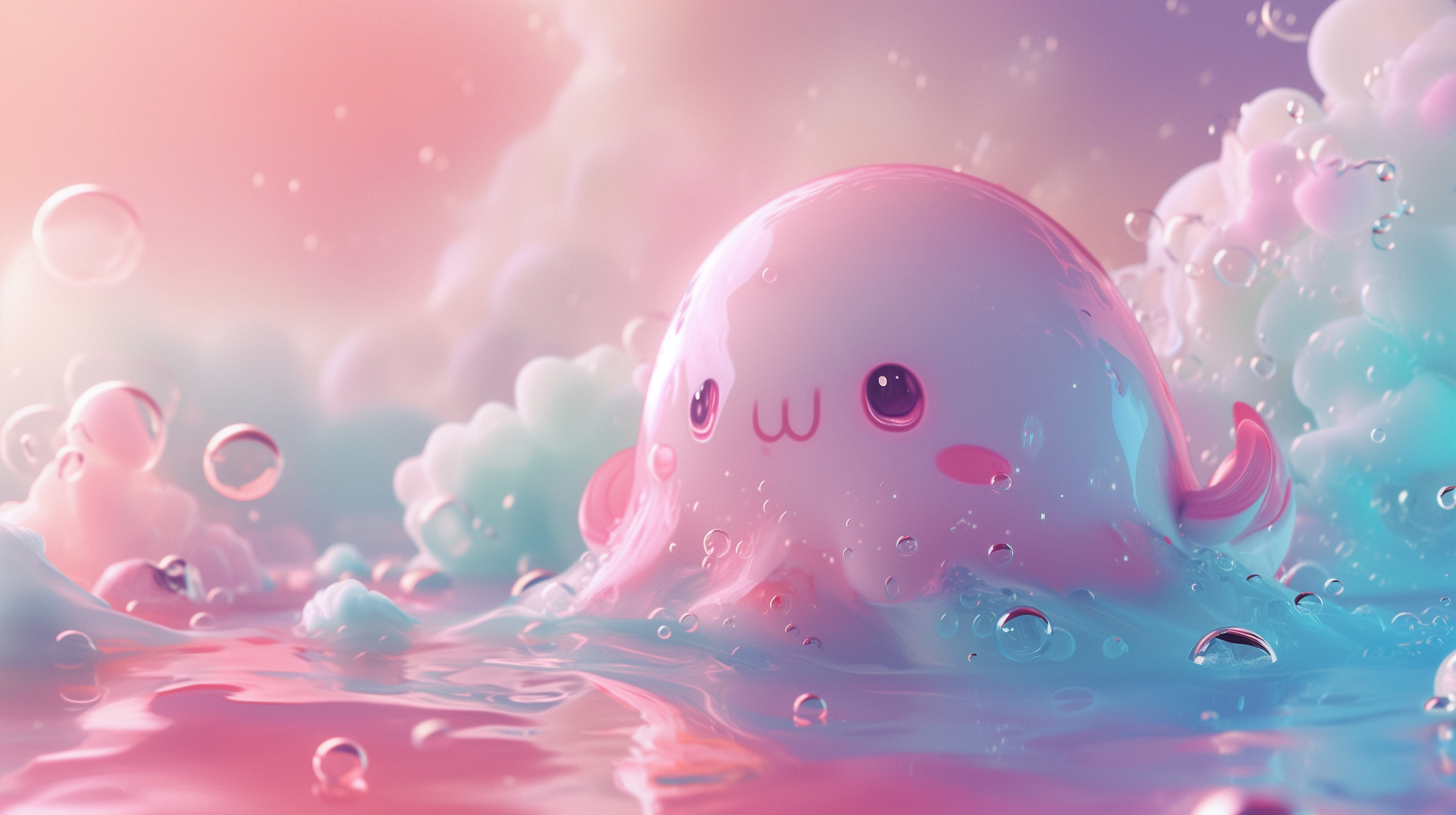 Kawaii octopus, Cute Computer Wallpaper, 2920x1640 HD Desktop