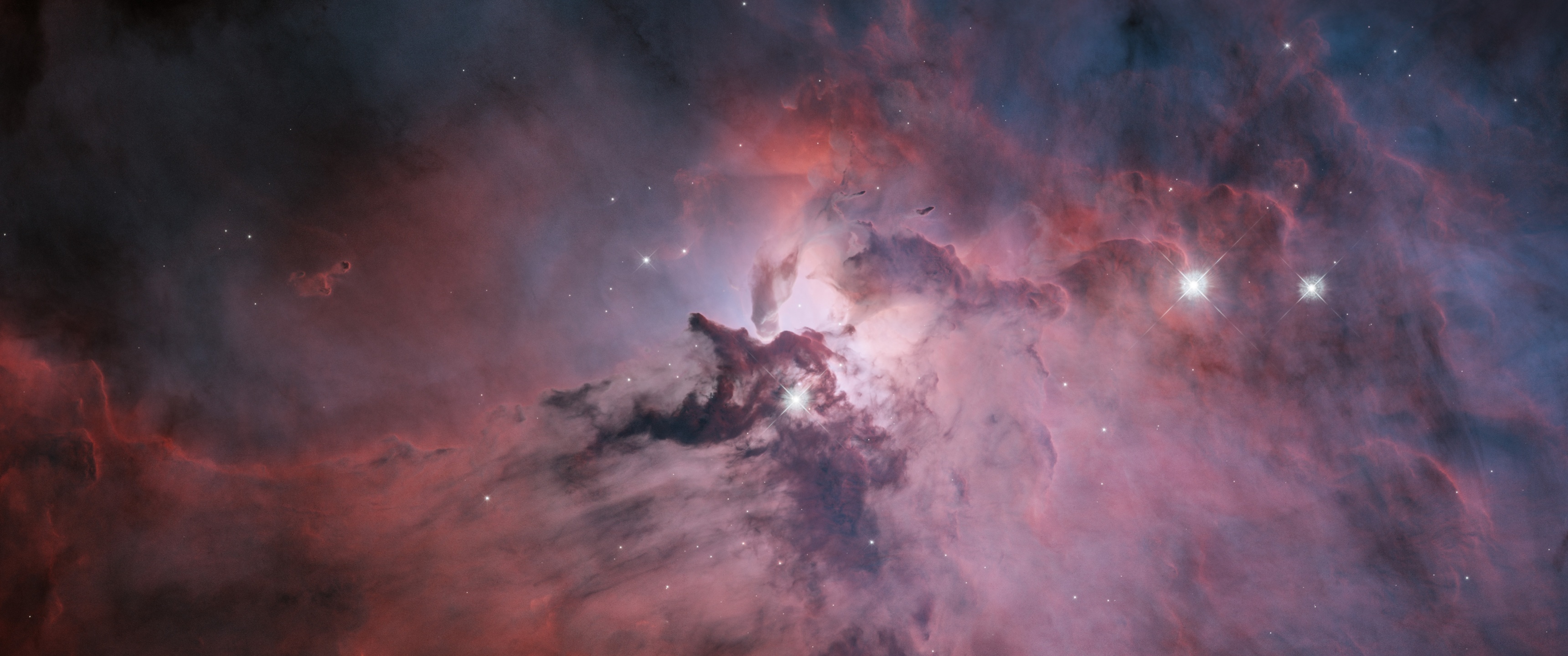 Lagoon Nebula, Hubble Wallpaper, 3440x1440 Dual Screen Desktop