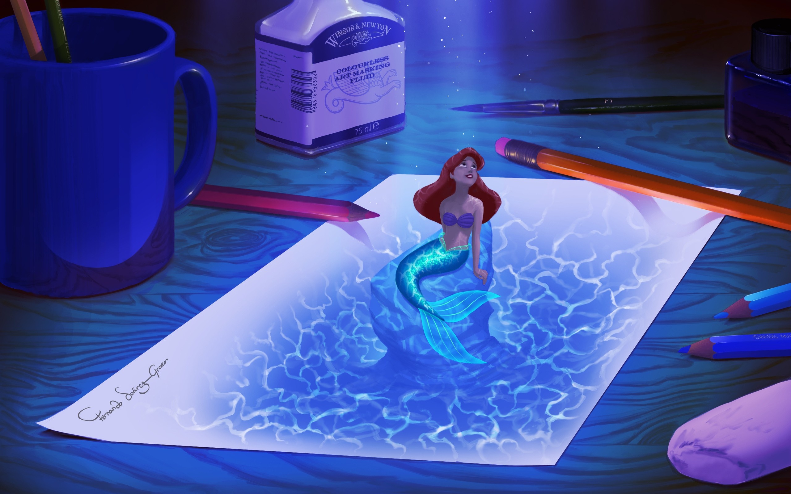 Artwork, Ariel (The Little Mermaid) Wallpaper, 2560x1600 HD Desktop