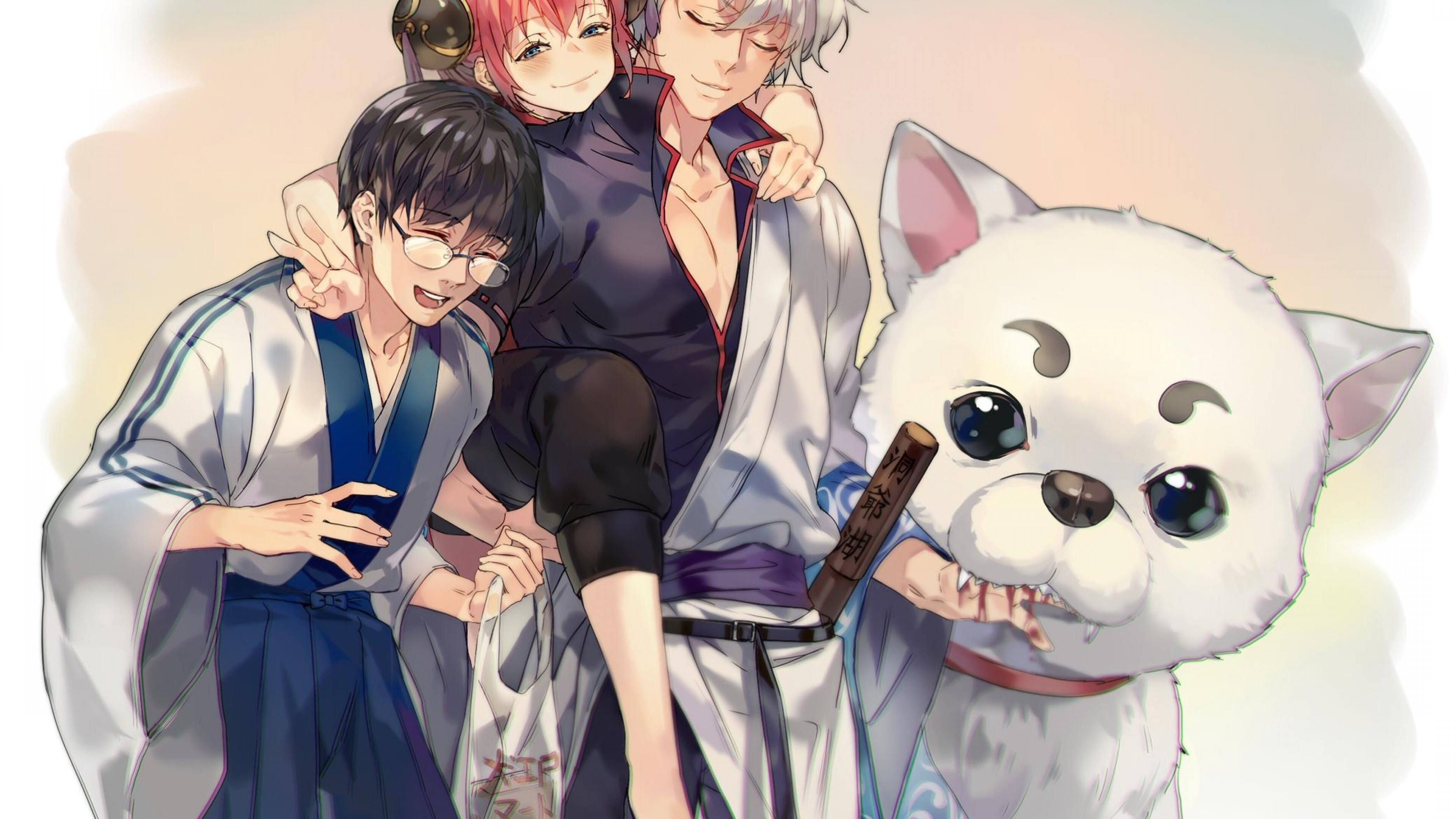 Gintama series, Kagura, Sadaharu, Shimura Shinpachi wallpapers, 3840x2160 4K Desktop