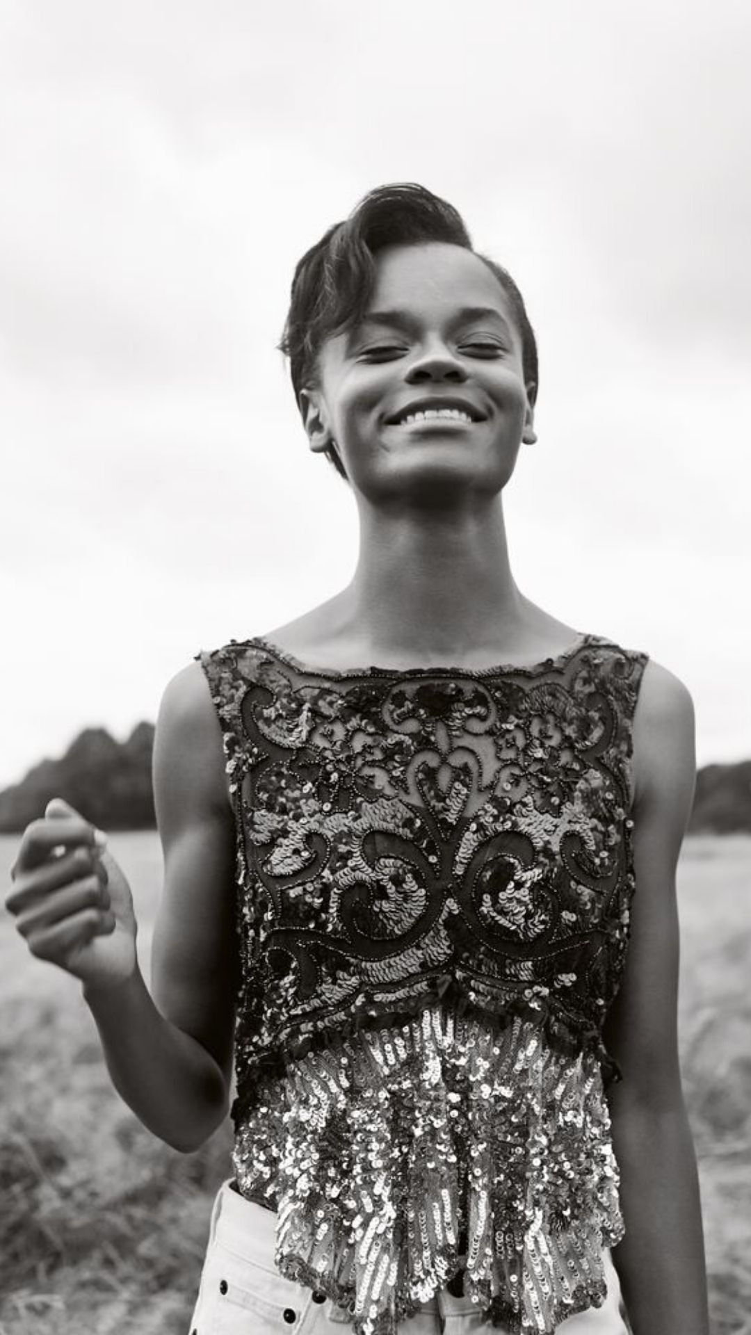 Monochrome, Letitia Wright Wallpaper, 1080x1920 Full HD Phone