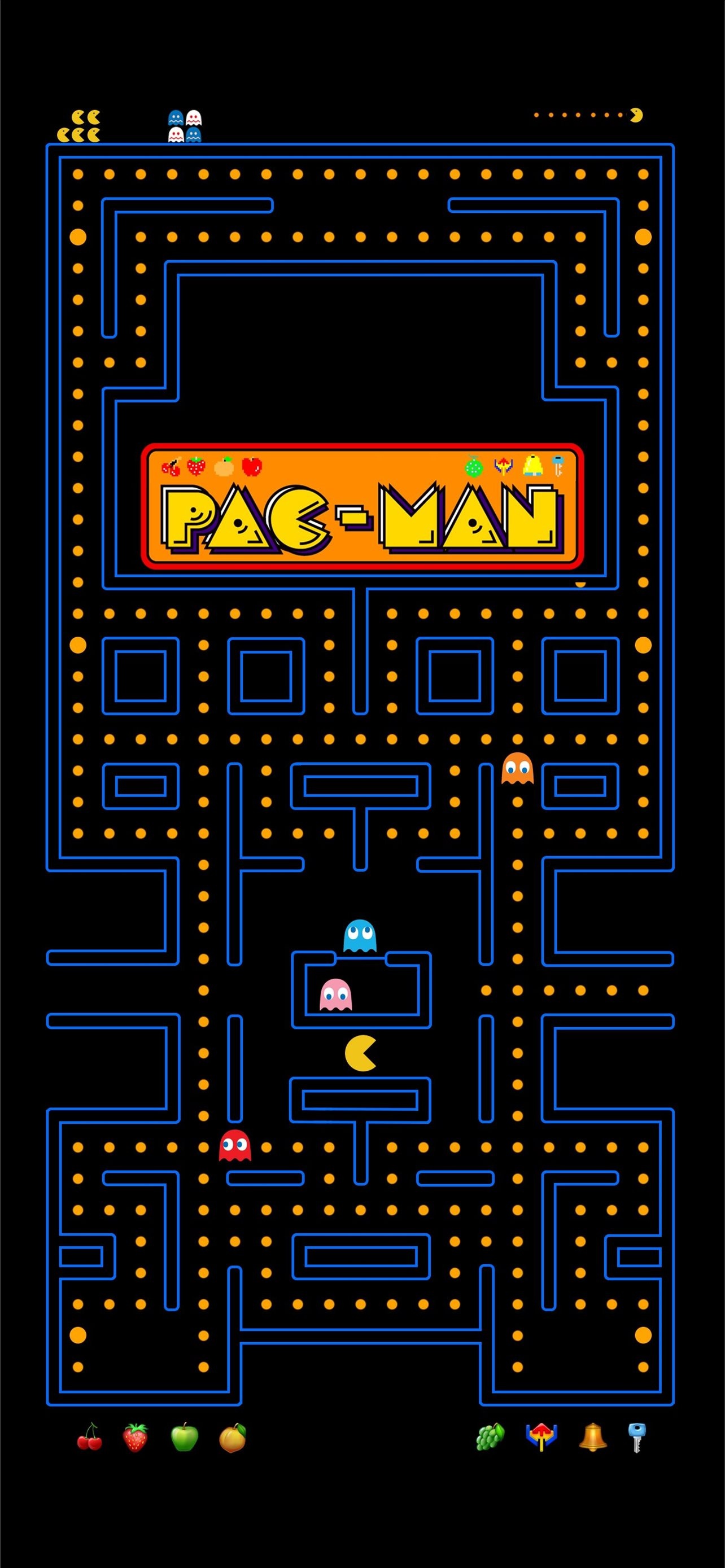 Logo, Pac-Man Wallpaper, 1290x2780 HD Phone