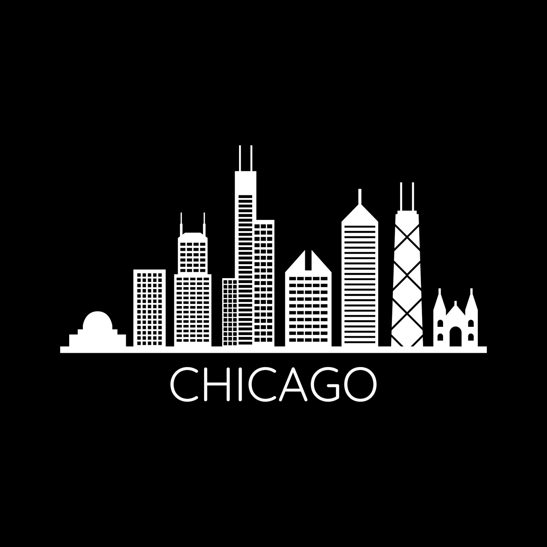 Chicago skyline, Background vector art, 1920x1920 HD Phone