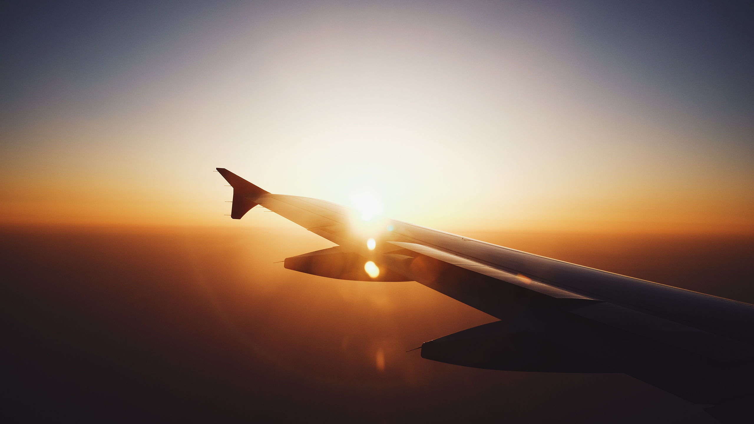 Airplane wing, Lens Flare Wallpaper, 2560x1440 HD Desktop