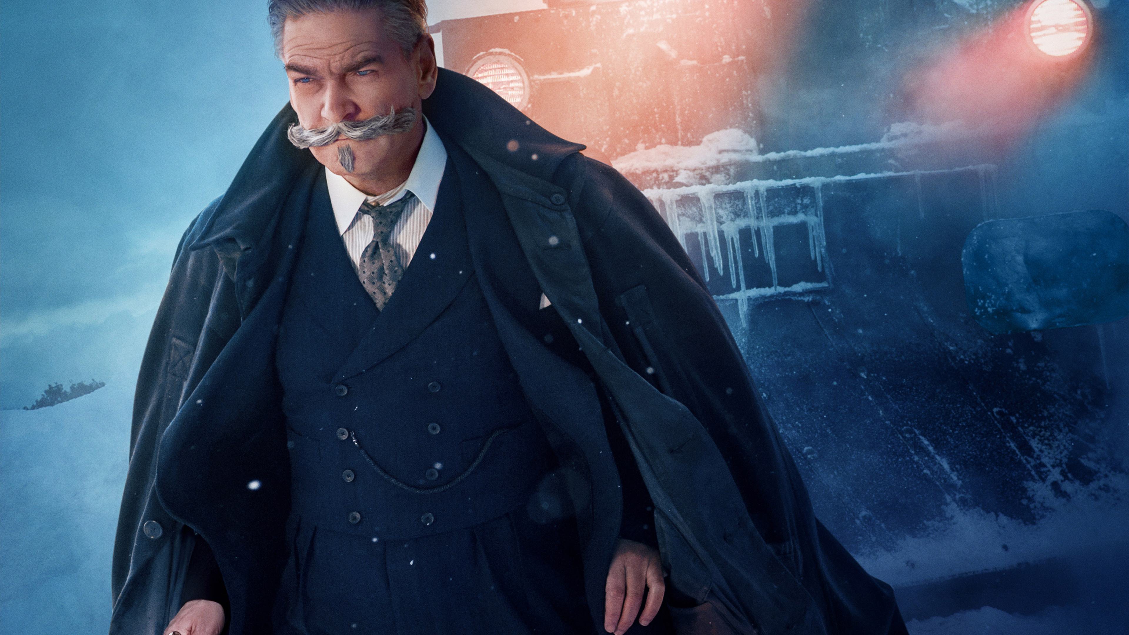 Kenneth Branagh, Murder on the Orient Express, Hercule Poirot, 4K wallpaper, 3840x2160 4K Desktop