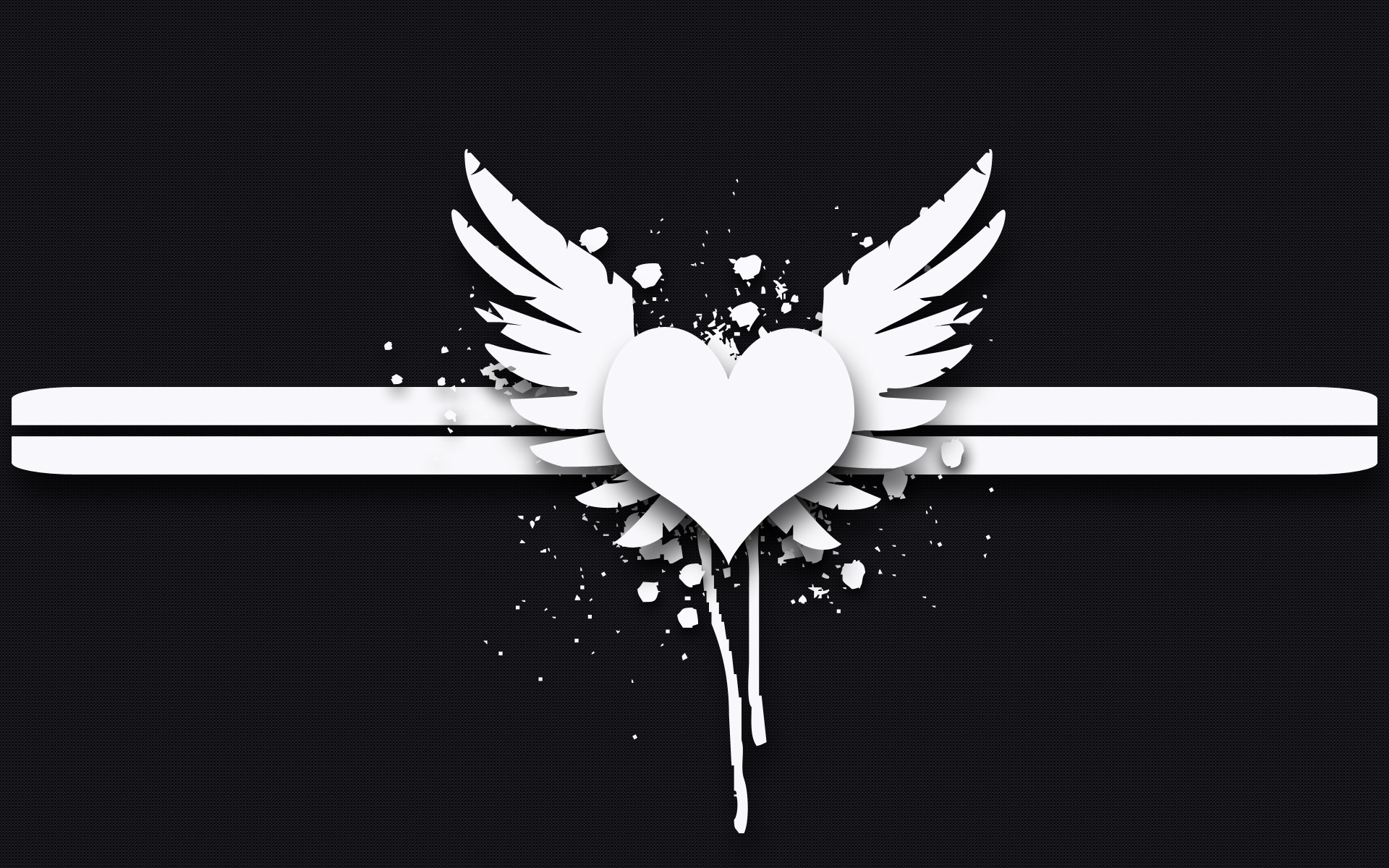 Black and White, Heart With Wings Wallpaper, 1920x1200 HD Desktop