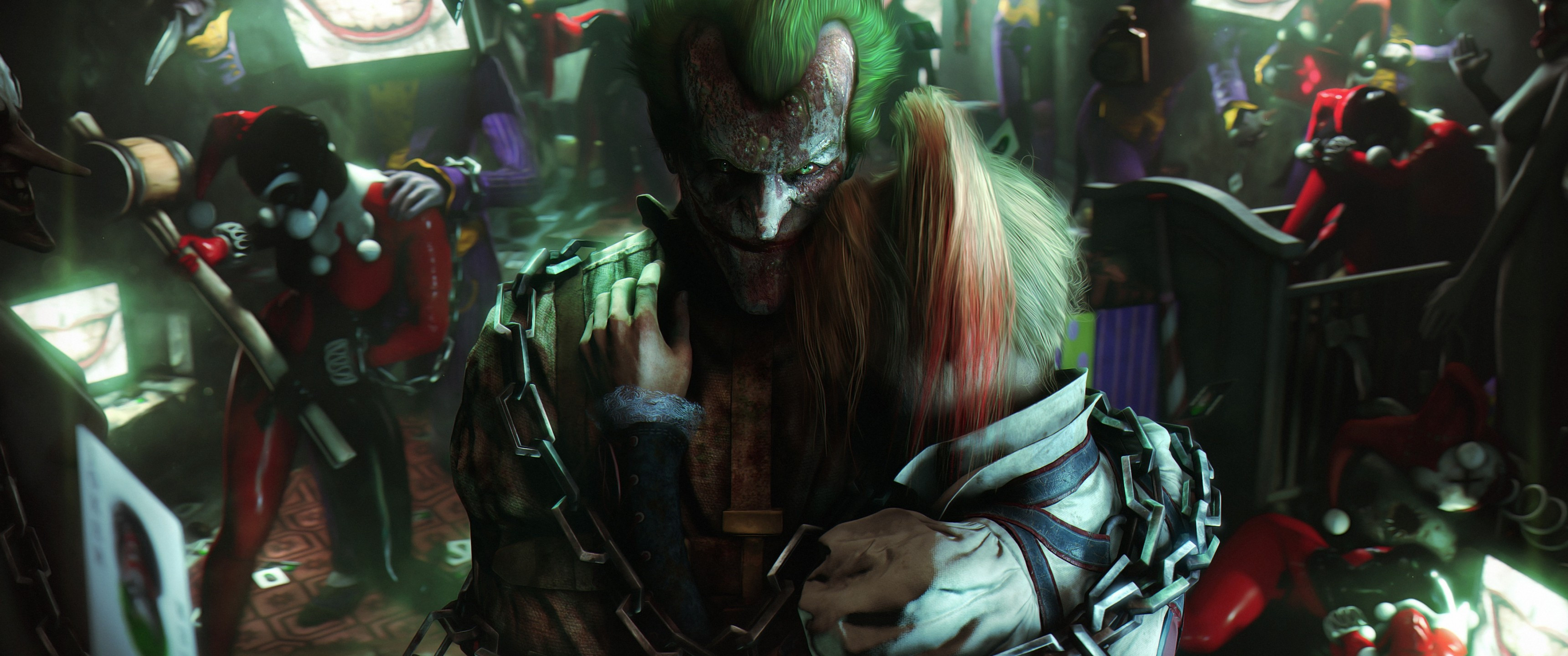 Harley Quinn, Joker, Hug, Wallpapers, 3440x1440 Dual Screen Desktop