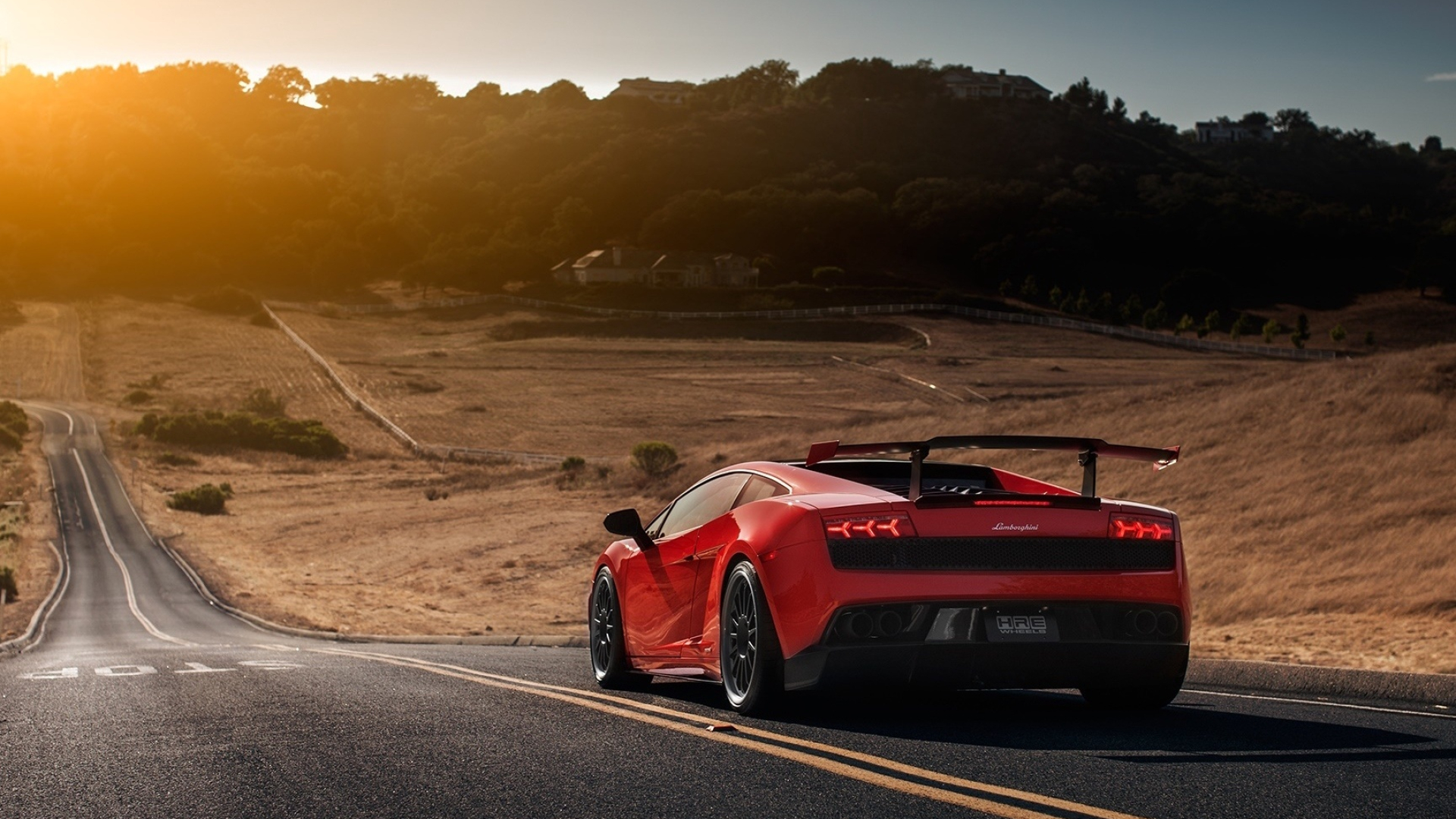 Lamborghini Gallardo supercar, LP570-4 Super Trofeo, Autumn landscape, HD cars, 1920x1080 Full HD Desktop