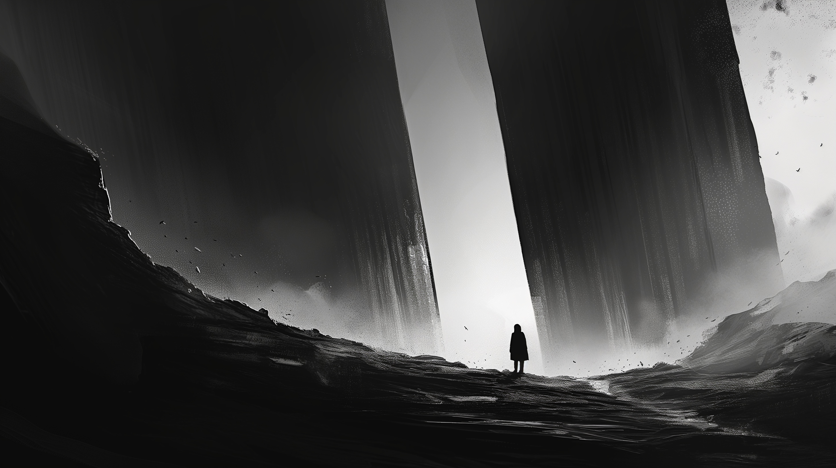 Dark monolith, Landscape, HD, Aesthetic design, RoboKoboto, 2920x1640 HD Desktop