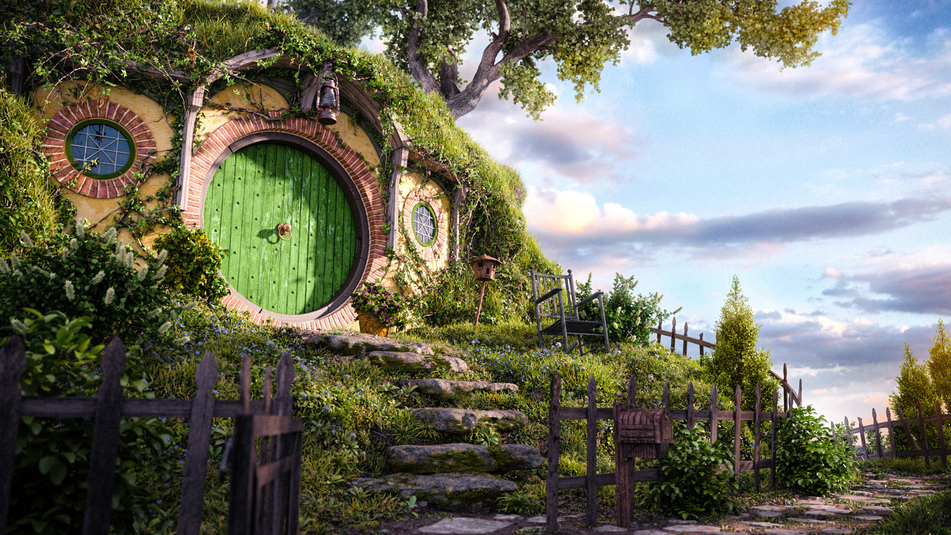 Bag End, The Shire, Artistic masterpiece, Tolkien's world, 1920x1080 Full HD Desktop