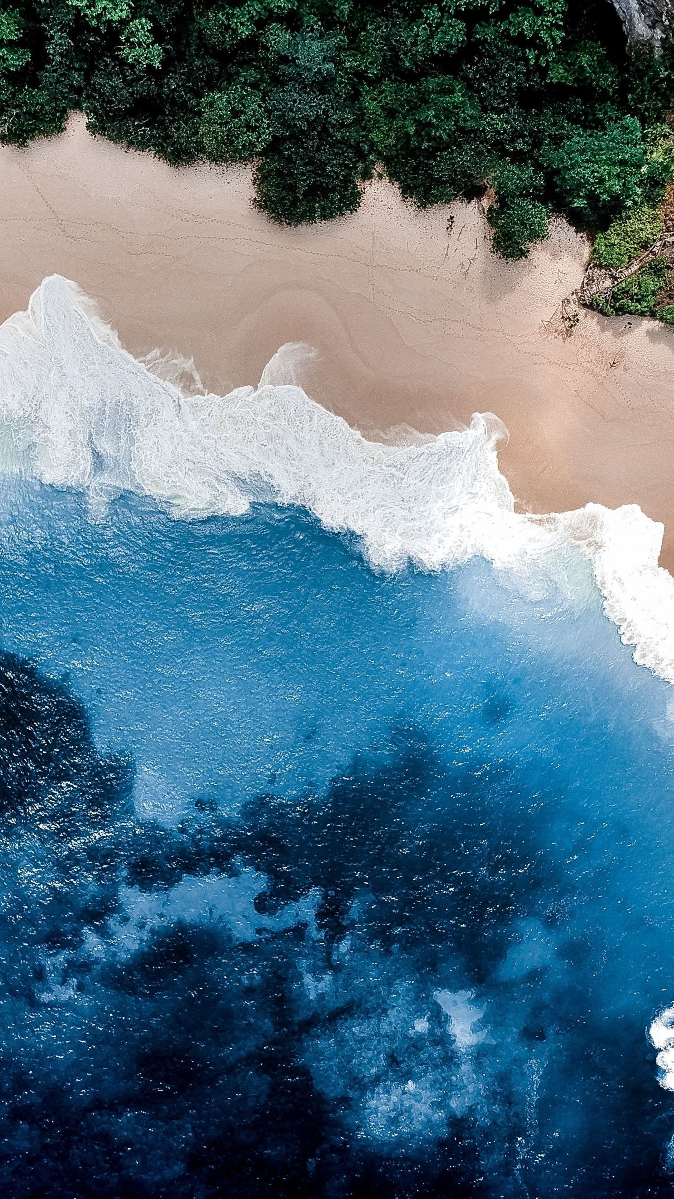 Ocean waters, Aerial view, Beautiful beach, Serene and calm, 2160x3840 4K Phone