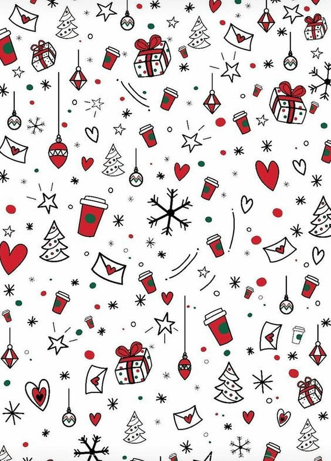 Red, Christmas, White, Pattern, Festive, 1380x1920 HD Phone