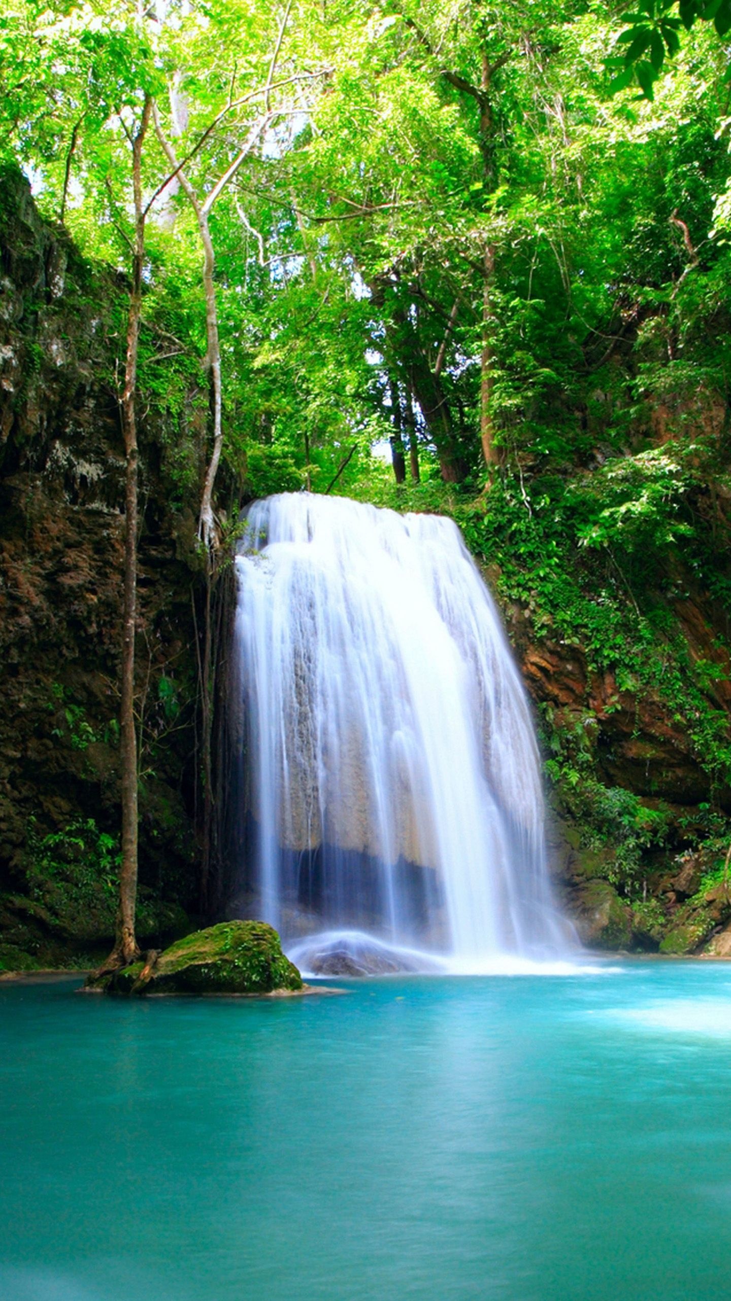 Erawan National Park, Waterfall Wallpapers, 1440x2560 HD Phone