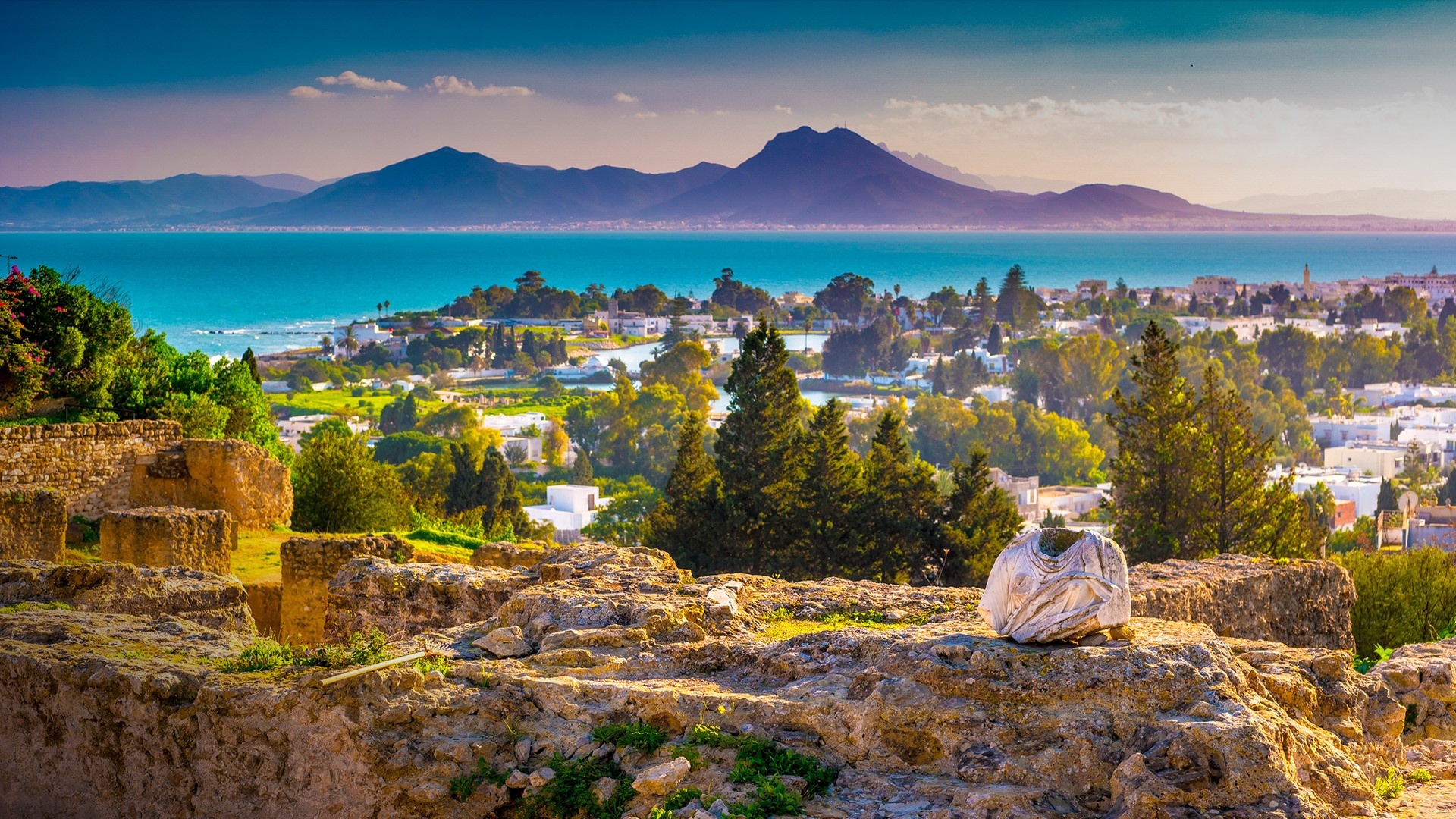 Tunis city view, Ancient remains, Carthage landscape, Windows 10 images, 1920x1080 Full HD Desktop