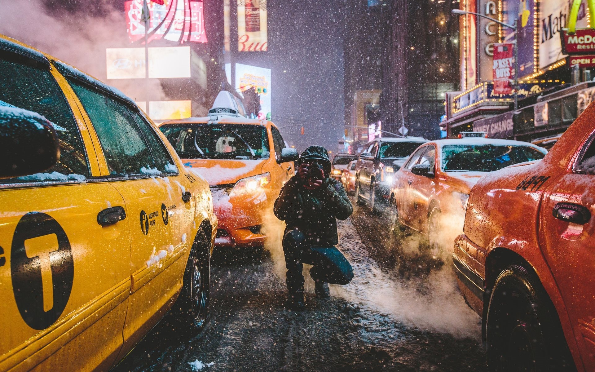 America winter, New York night, Photographer USA, Wallpaper, 1920x1200 HD Desktop