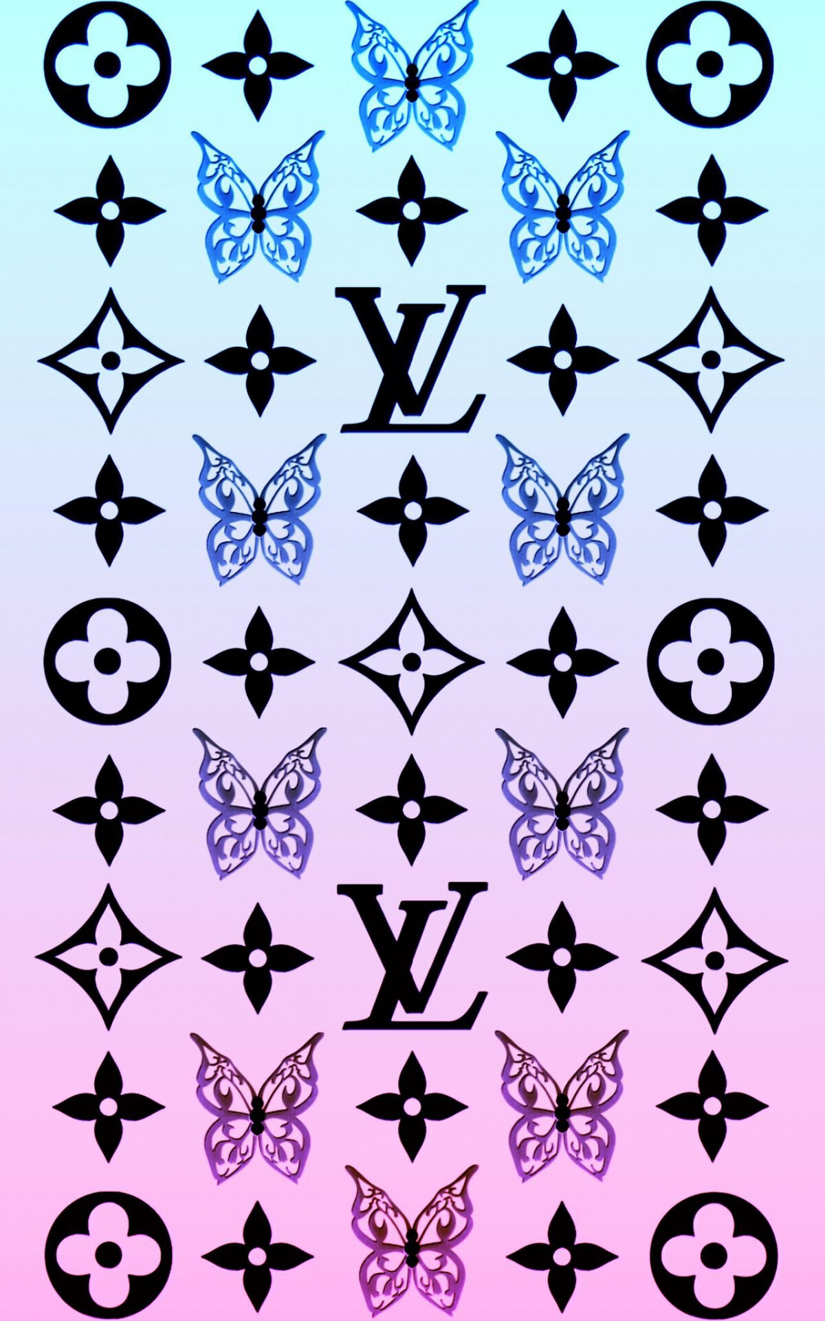 Louis Vuitton logo, Seamless wallpaper, Butterfly motifs, Chic design, 1200x1920 HD Phone