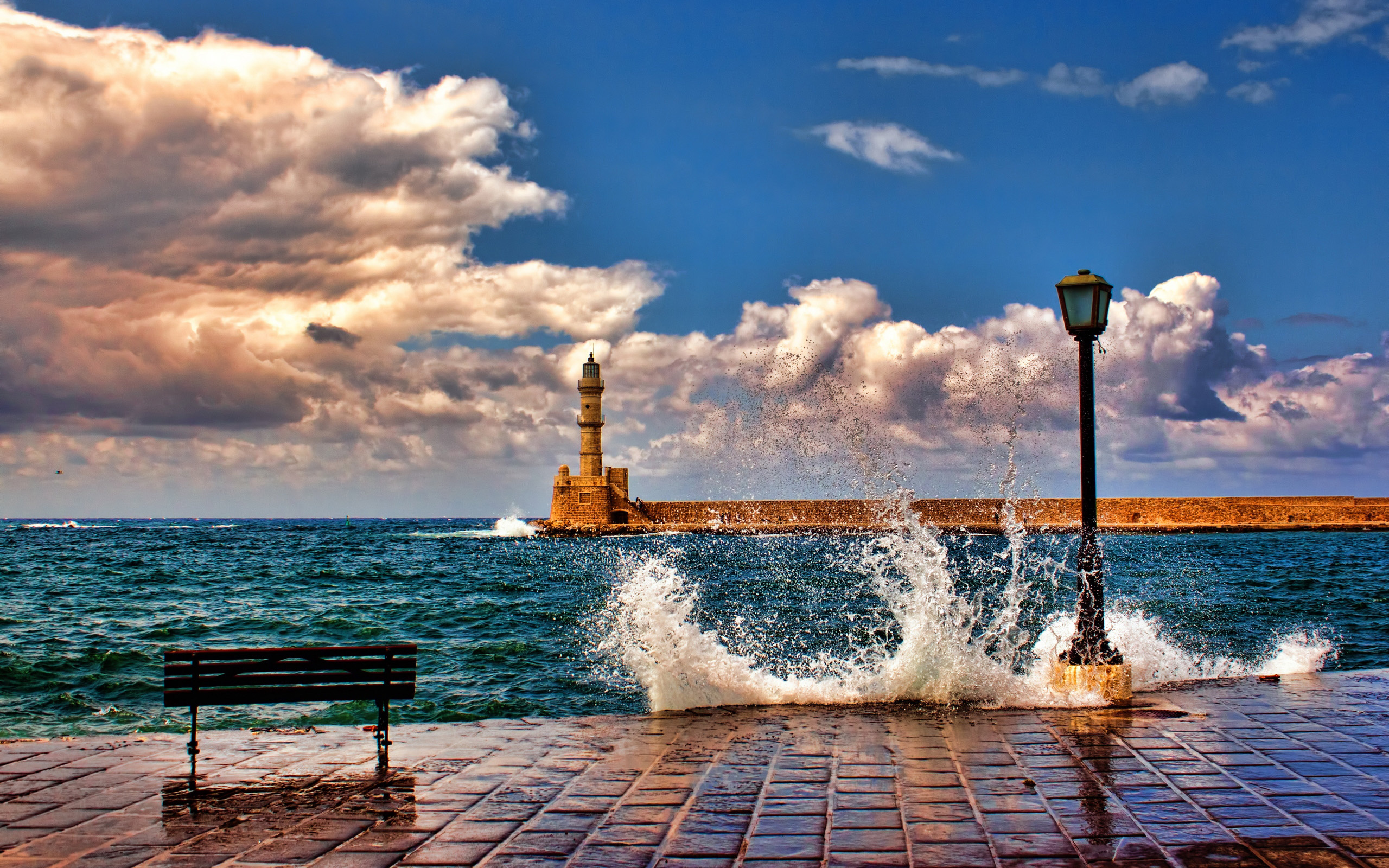 Chania, Lighthouses Wallpaper, 2560x1600 HD Desktop