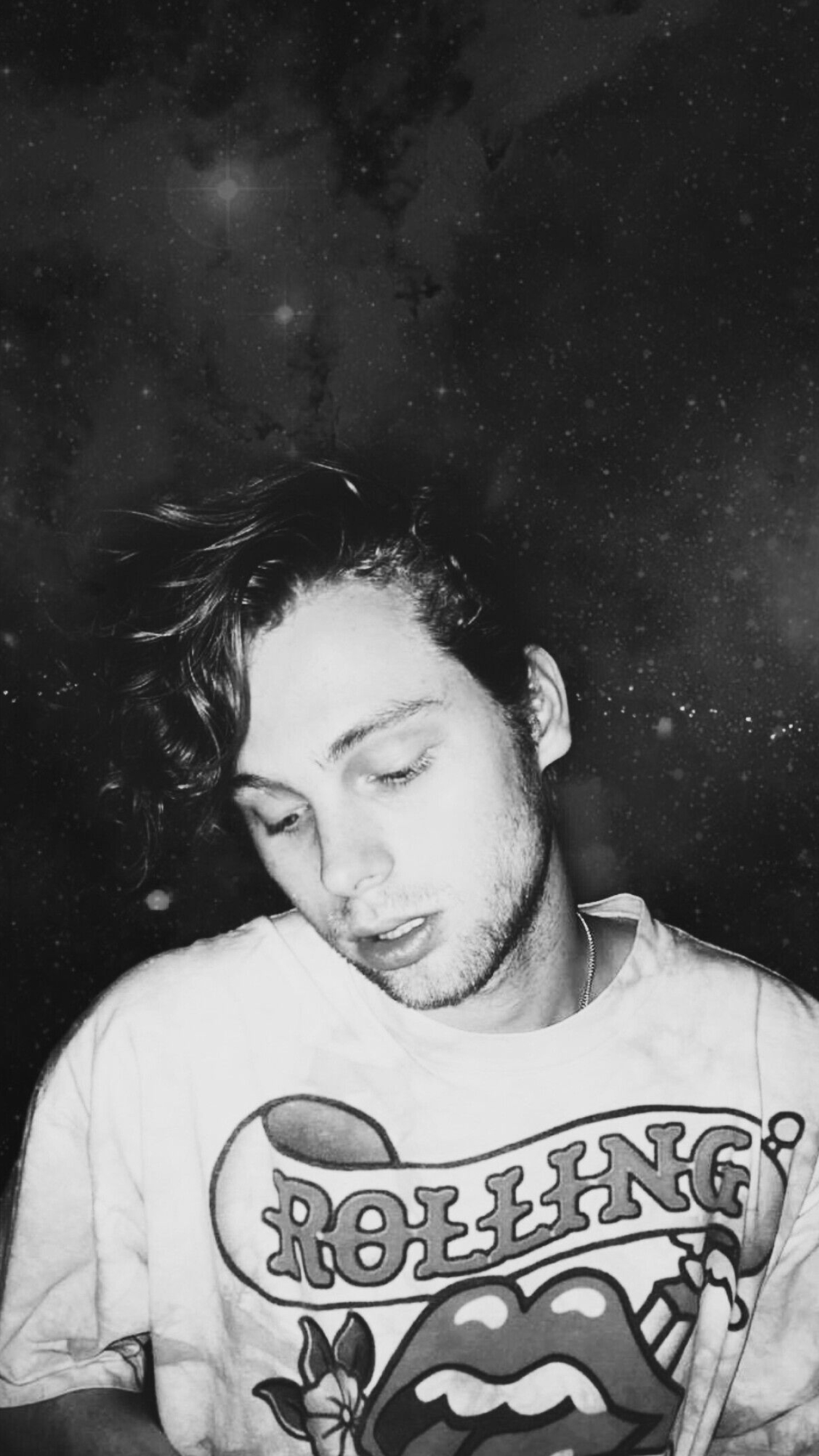 Luke Hemmings, Galaxy Black and White, 5SOS, Lockscreen, 1330x2370 HD Phone