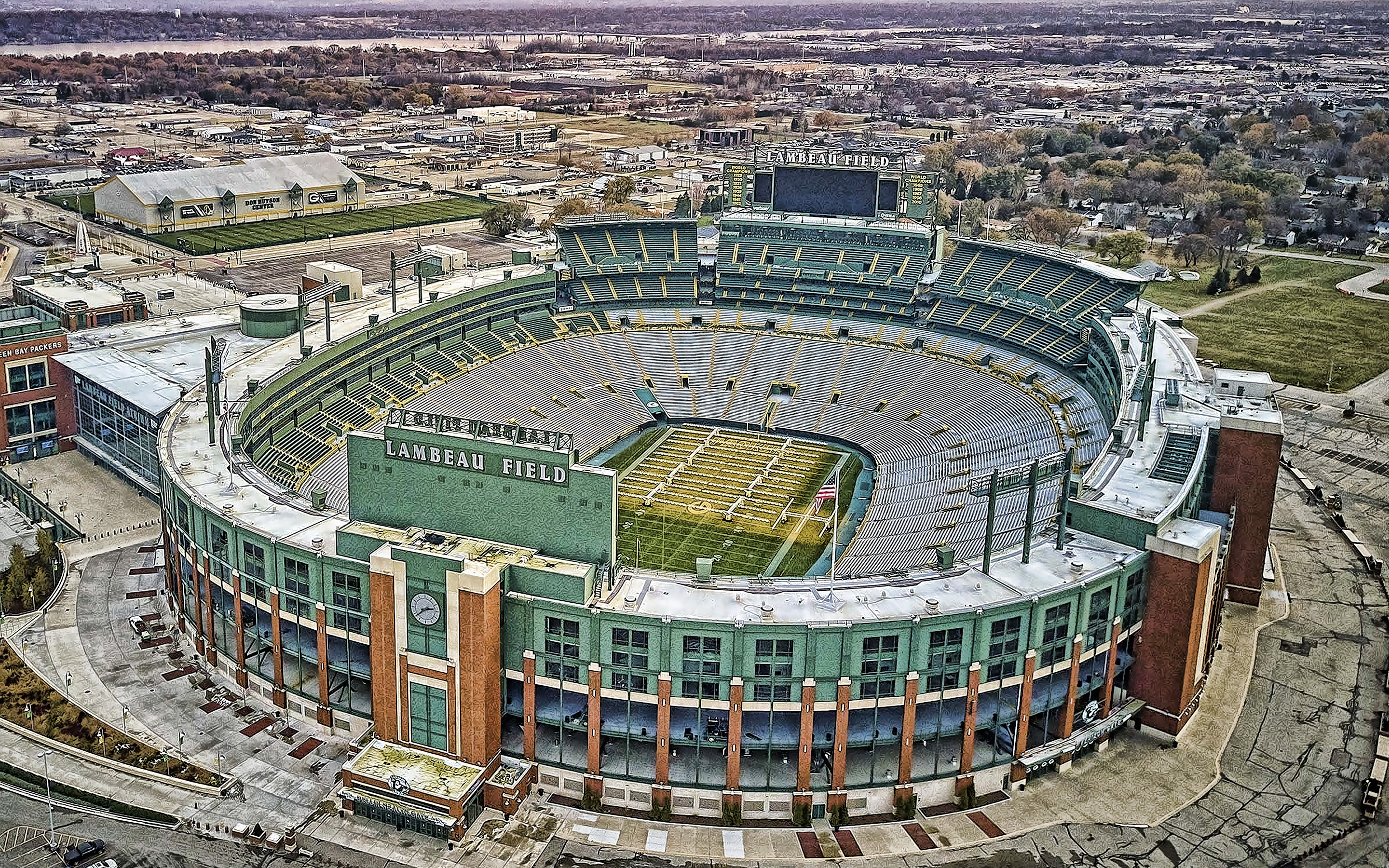 Aerial view, Lambeau Field Wallpaper, 2880x1800 HD Desktop