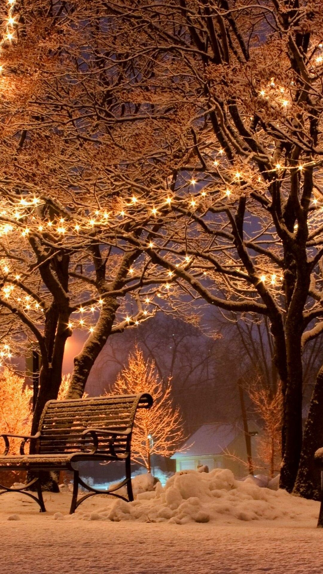 Winter lights, 4K wallpapers, Snowy landscapes, Magical atmosphere, 1080x1920 Full HD Phone