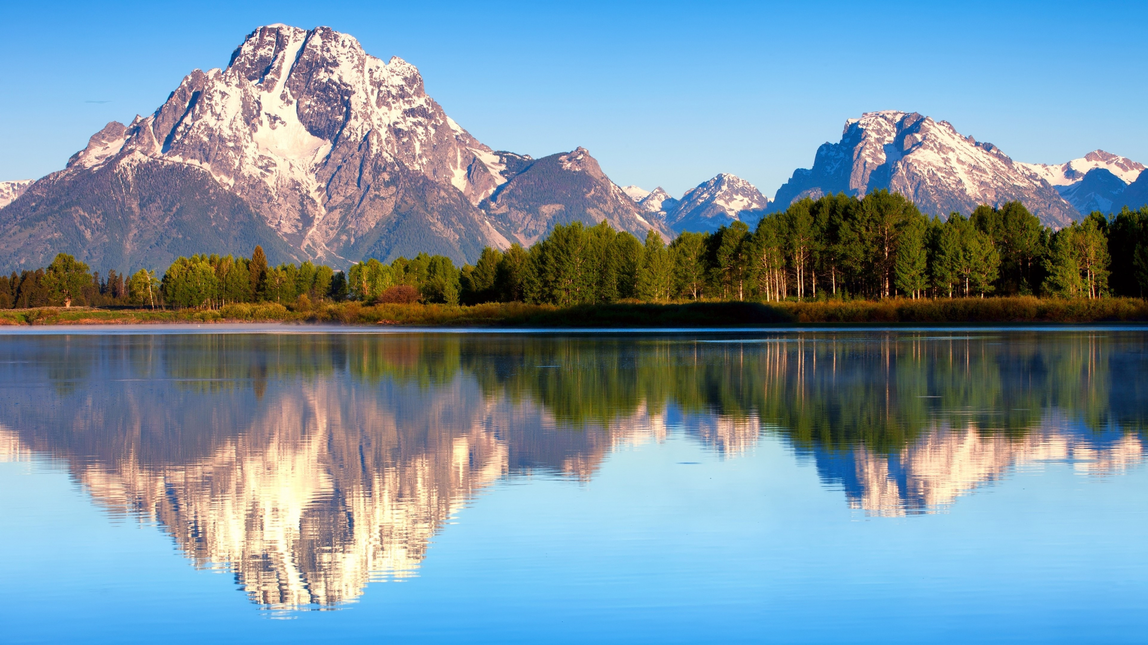 Grand Teton National Park, Lake mountain reflection, UHD TV, 3840x2160 4K Desktop