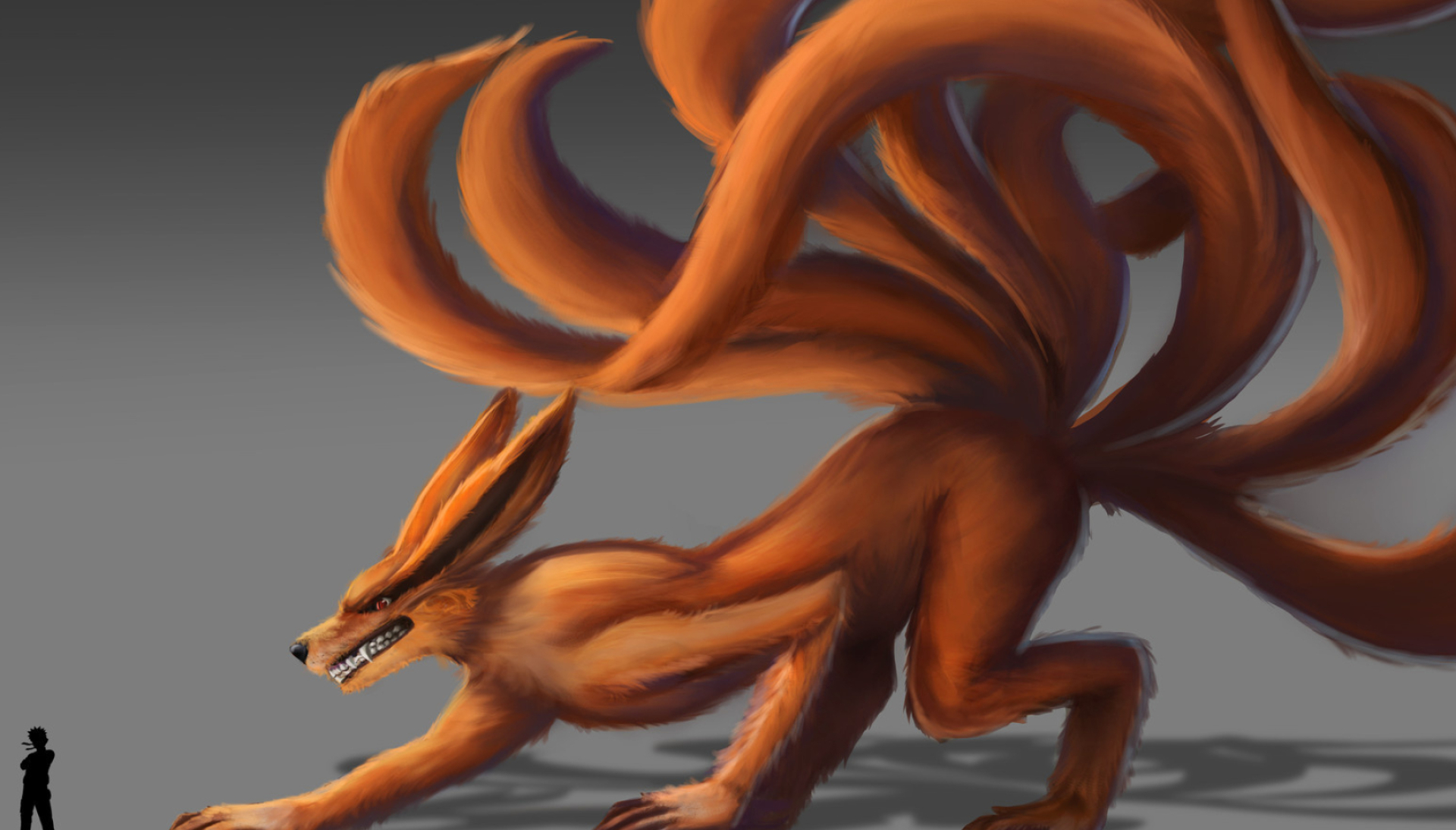 Kyuubi Nine Tails, Bijuus 99, Anime art, Mythical creatures, 1920x1100 HD Desktop