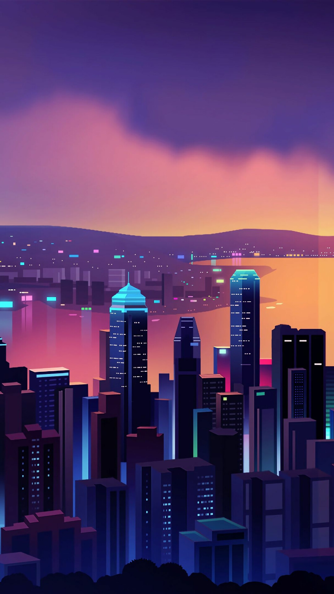 Neon city wallpapers, 4K resolution, Urban landscapes, Night lights, 1080x1920 Full HD Phone