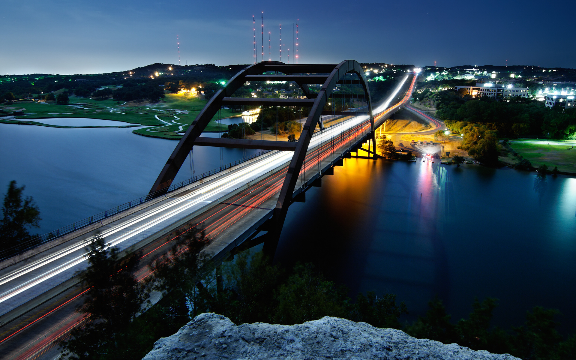 Pennybacker Bridge, Austin Texas, Evening view, Stunning architecture, 1920x1200 HD Desktop