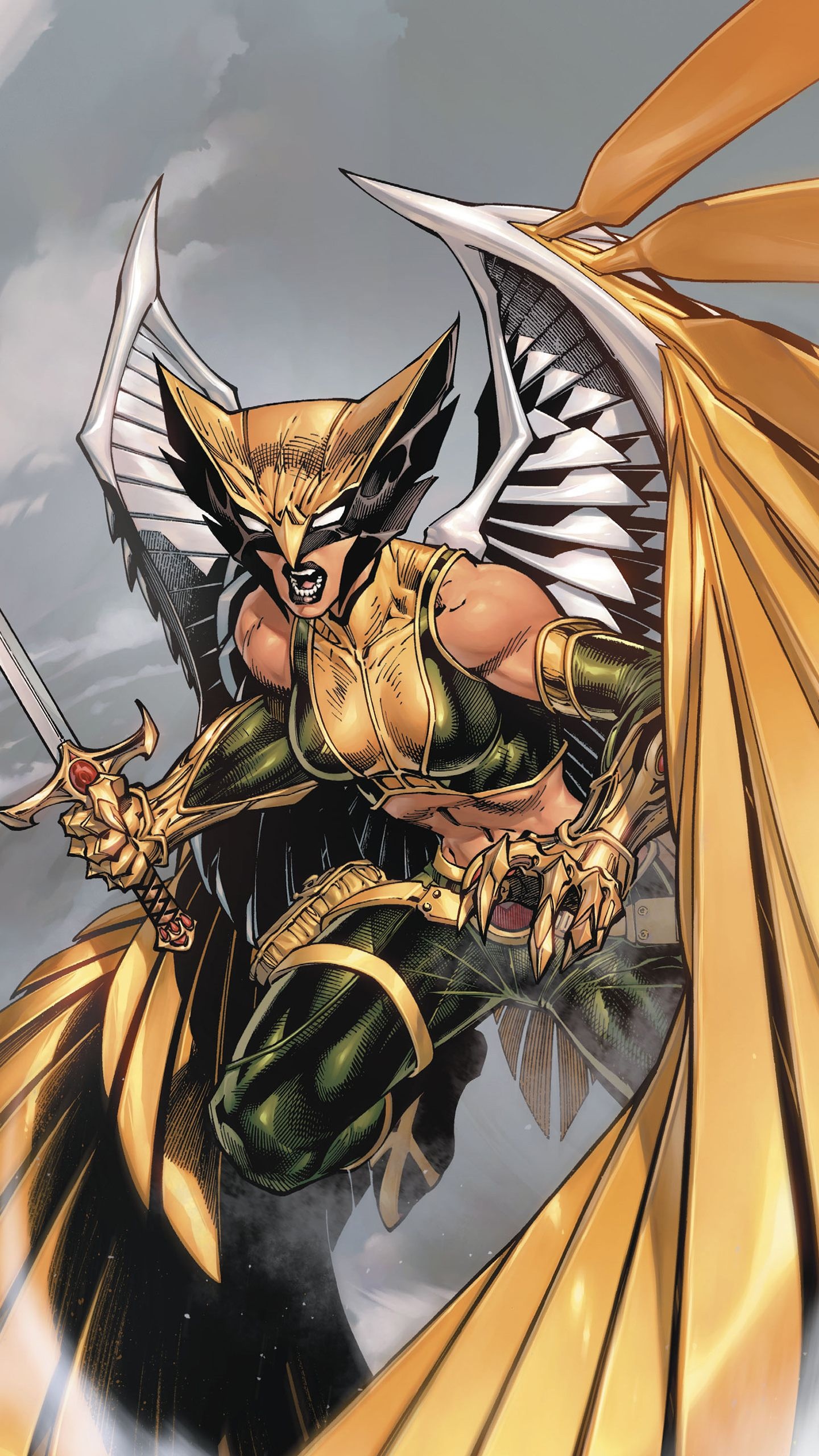 Jim Lee, Hawkgirl Wallpaper, 1440x2560 HD Phone