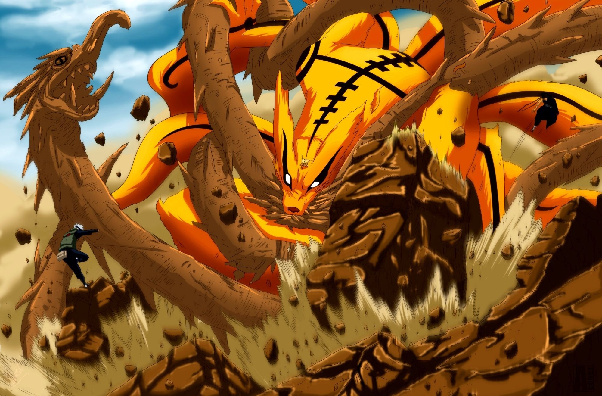 Kyuubi Nine Tails, Naruto vs Madara, Anime showdown, Power, 2000x1320 HD Desktop