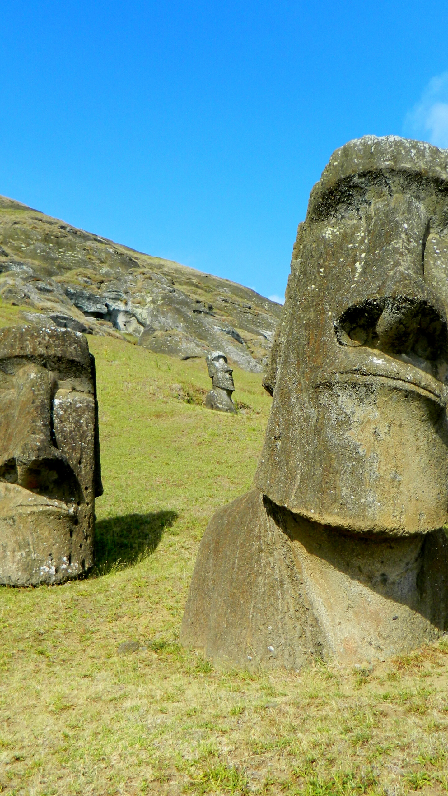 Moai statues, Easter Island wallpaper, Ancient relics, Monolithic figures, 1440x2560 HD Phone