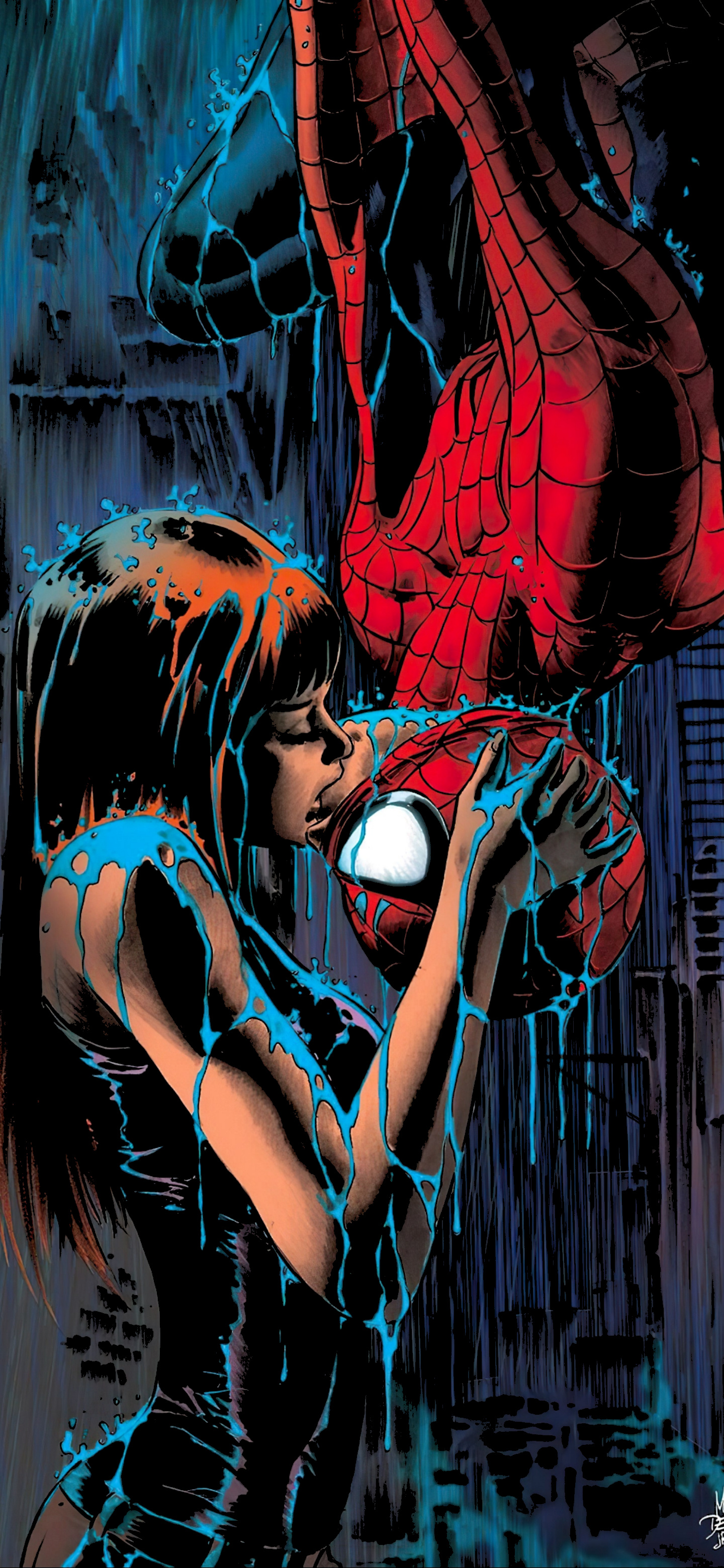 Mary Jane, Spidey heroine, Vibrant background, Glamorous redhead, 1440x3120 HD Phone