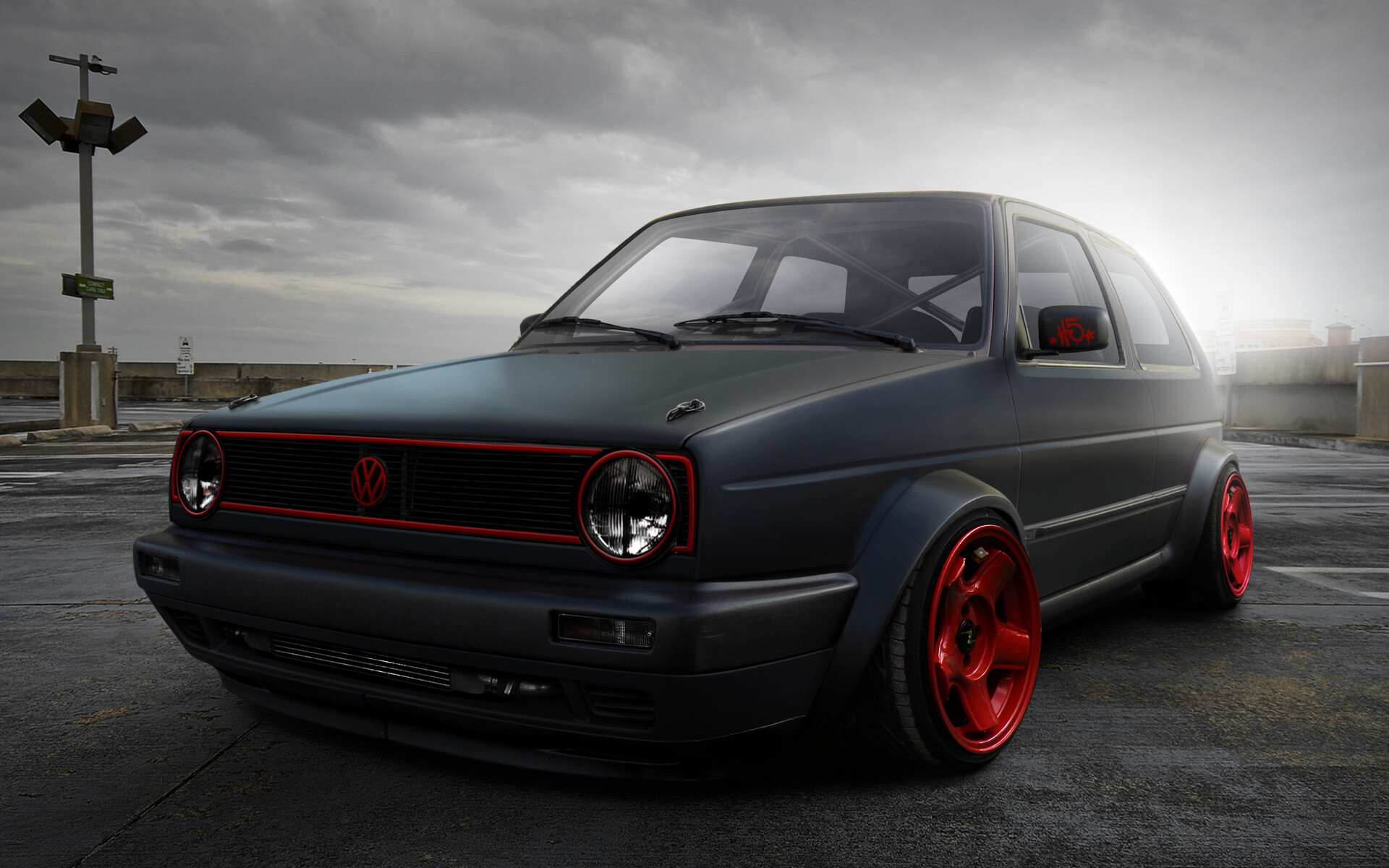 Golf Volkswagen tuning, Performance enhancement, Aggressive stance, Powerful presence, 1920x1200 HD Desktop