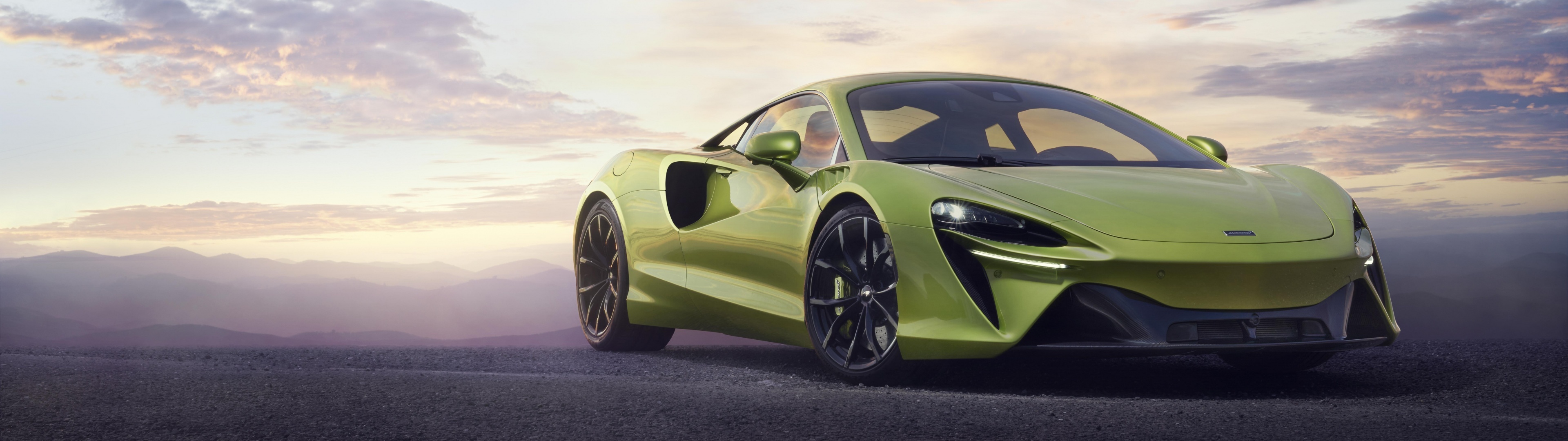 McLaren Artura, Supercar perfection, Hybrid power, Exquisite design, 3840x1080 Dual Screen Desktop