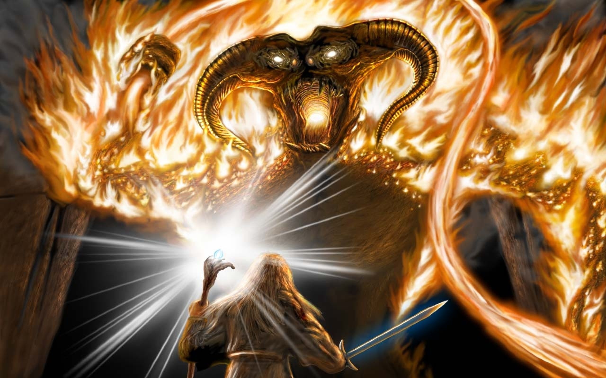 Balrog wallpaper, Posted by John, Gandalf theme, Background, 2560x1600 HD Desktop